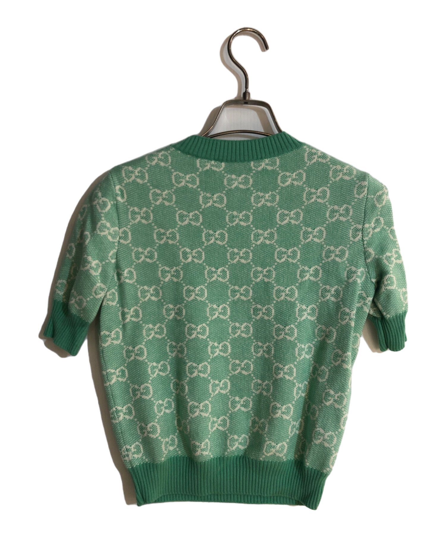 中古・古着通販】GUCCI (グッチ) GGジャカード 半袖ニット グリーン