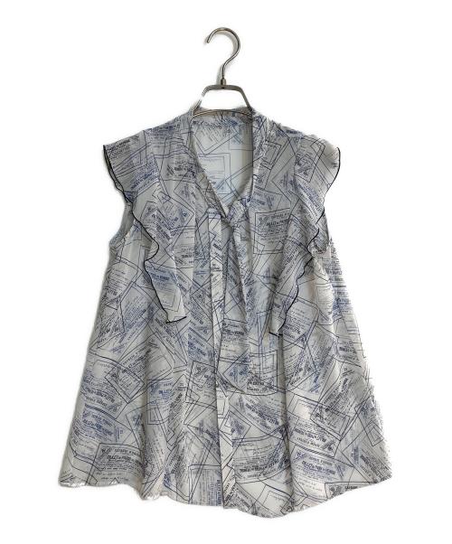 【美品】ANAYI チケットプリントボウタイ ブラウス 38 中古・古着通販】ANAYI (アナイ) チケットプリントボウタイ ブラウス