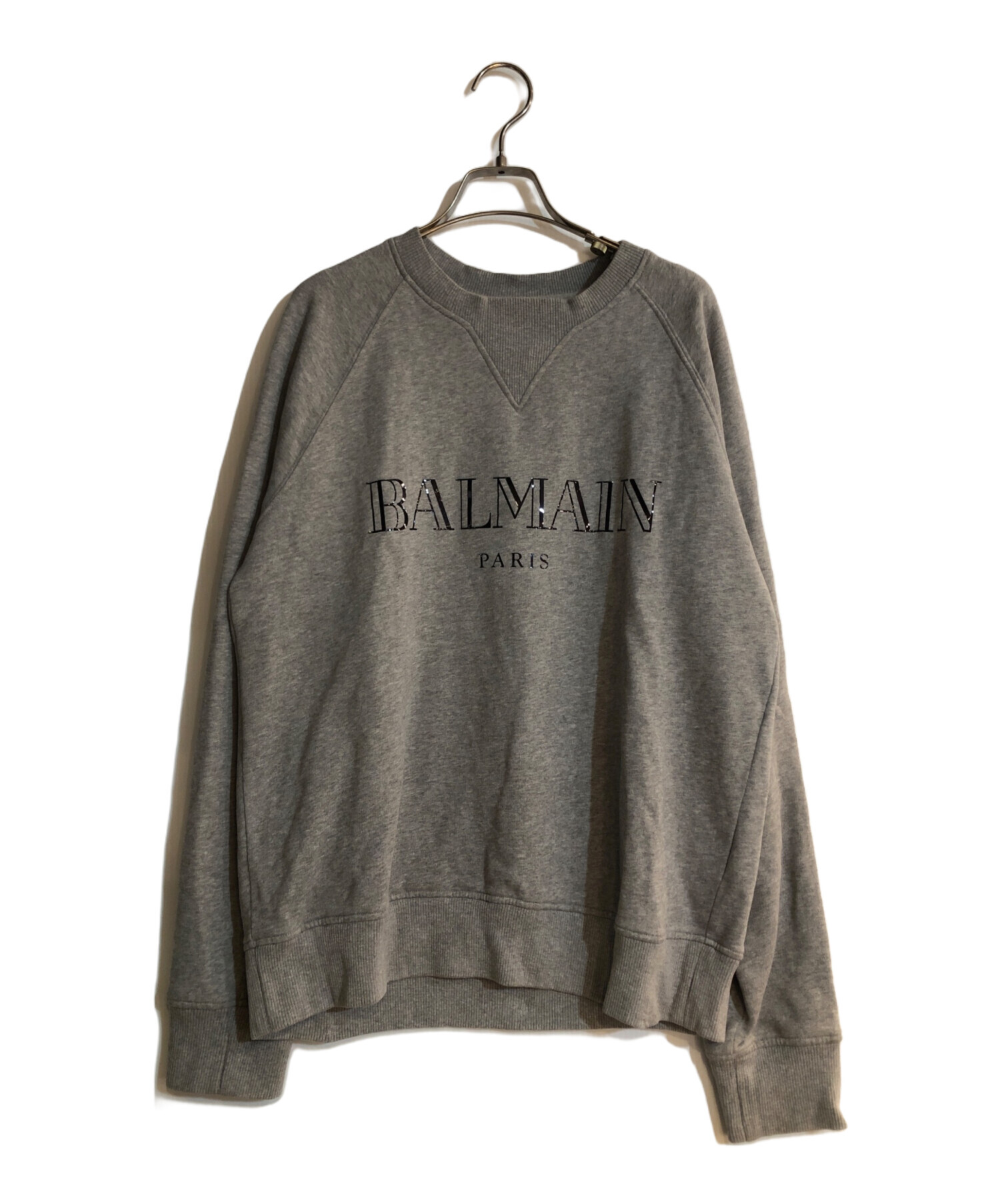 中古・古着通販】BALMAIN (バルマン) ロゴプリントスウェット グレー 