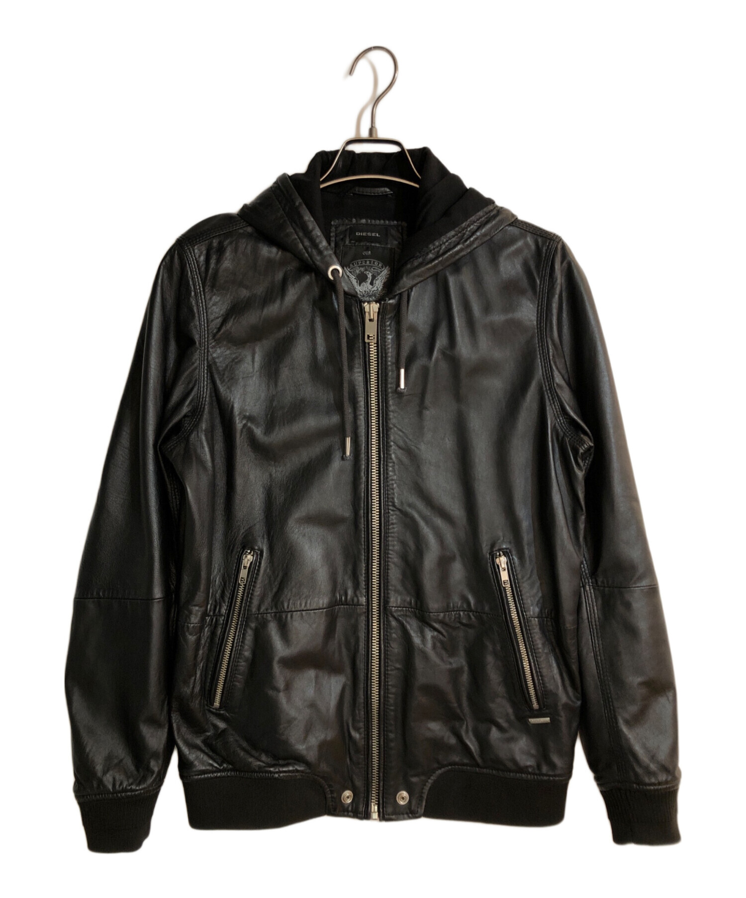 中古・古着通販】DIESEL (ディーゼル) ラムレザーフーデットジャケット