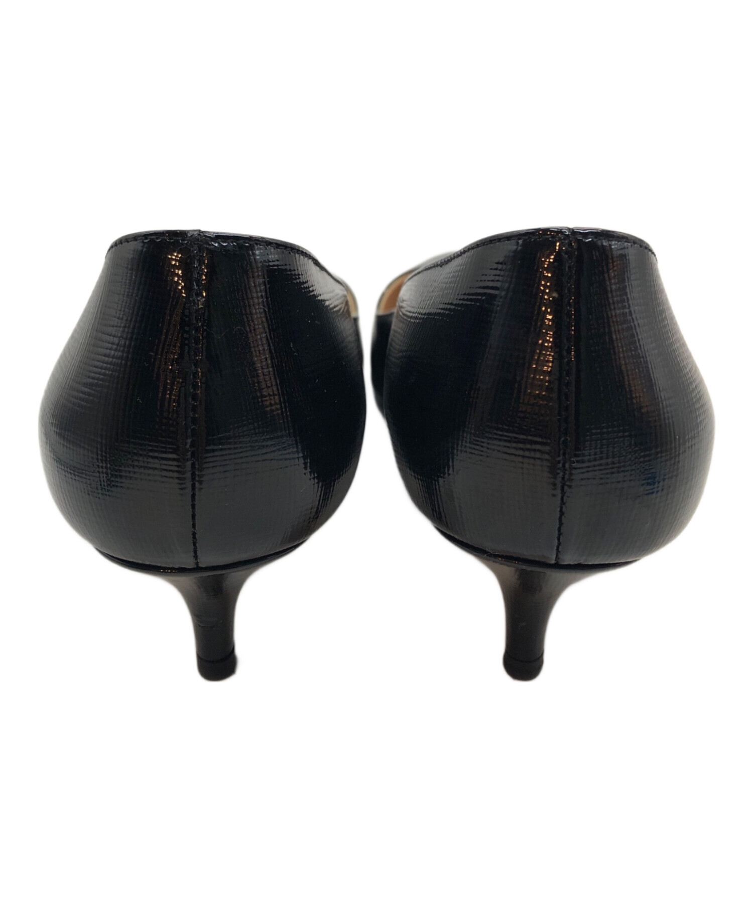PRADA 黒 エナメル ポインテッドトゥパンプス □ プラダ パンプス 