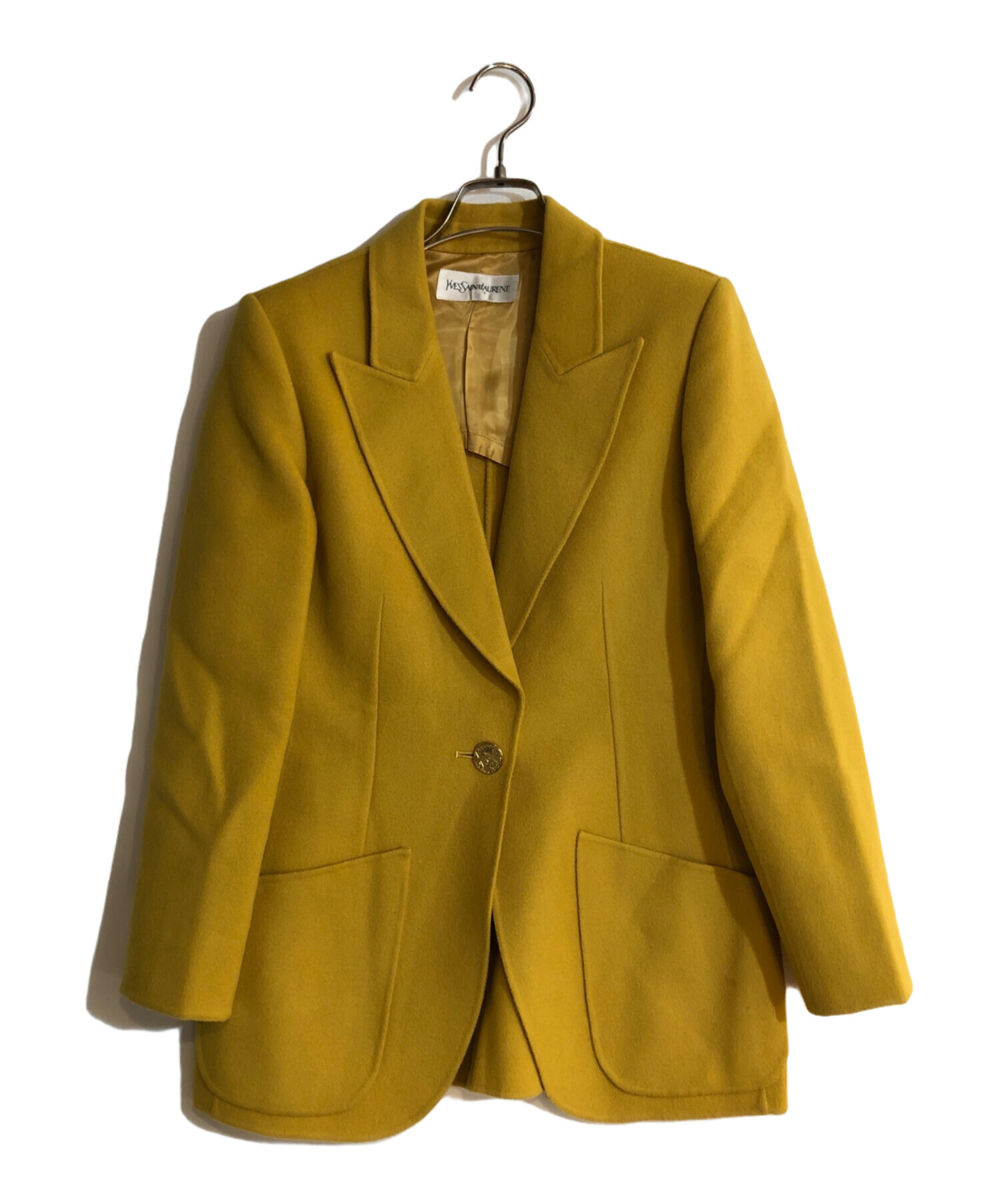 YVES SAINT LAURENT 金ボタン ウール テーラード ジャケット ネイビー 