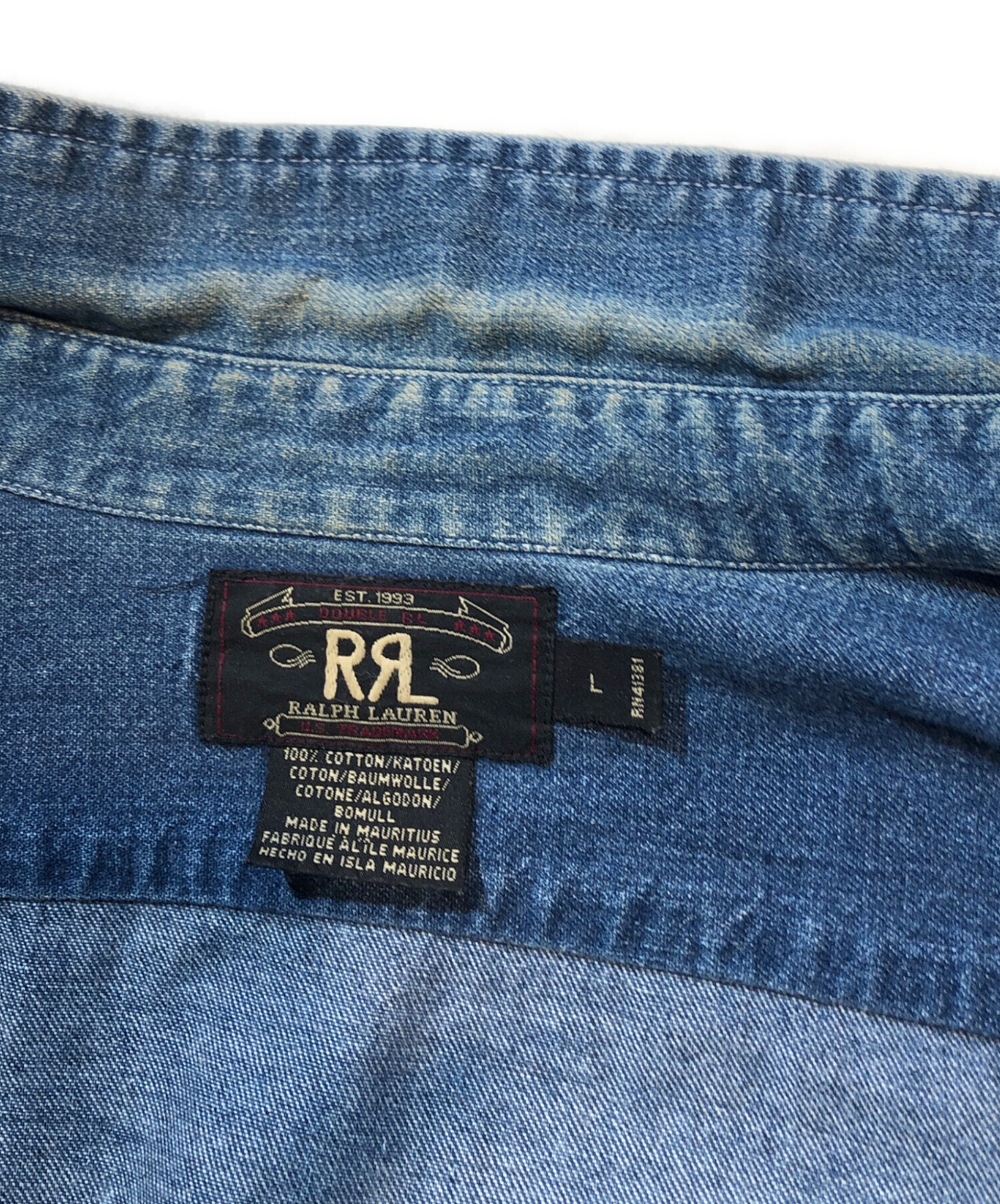 中古・古着通販】RRL (ダブルアールエル) 3つ星タグデニムシャツ 中古・古着通販】RRL (ダブルアールエル) 3つ星タグデニムシャツ