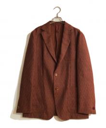 901519 未使用品 ernesto エルネスト シルクヘリンボーンジャケット 48 定価140000円+税 グリーン×ワイン ビームス取扱い 5WHA ernesto／エルネスト｜guji outlet(グジ アウトレット)