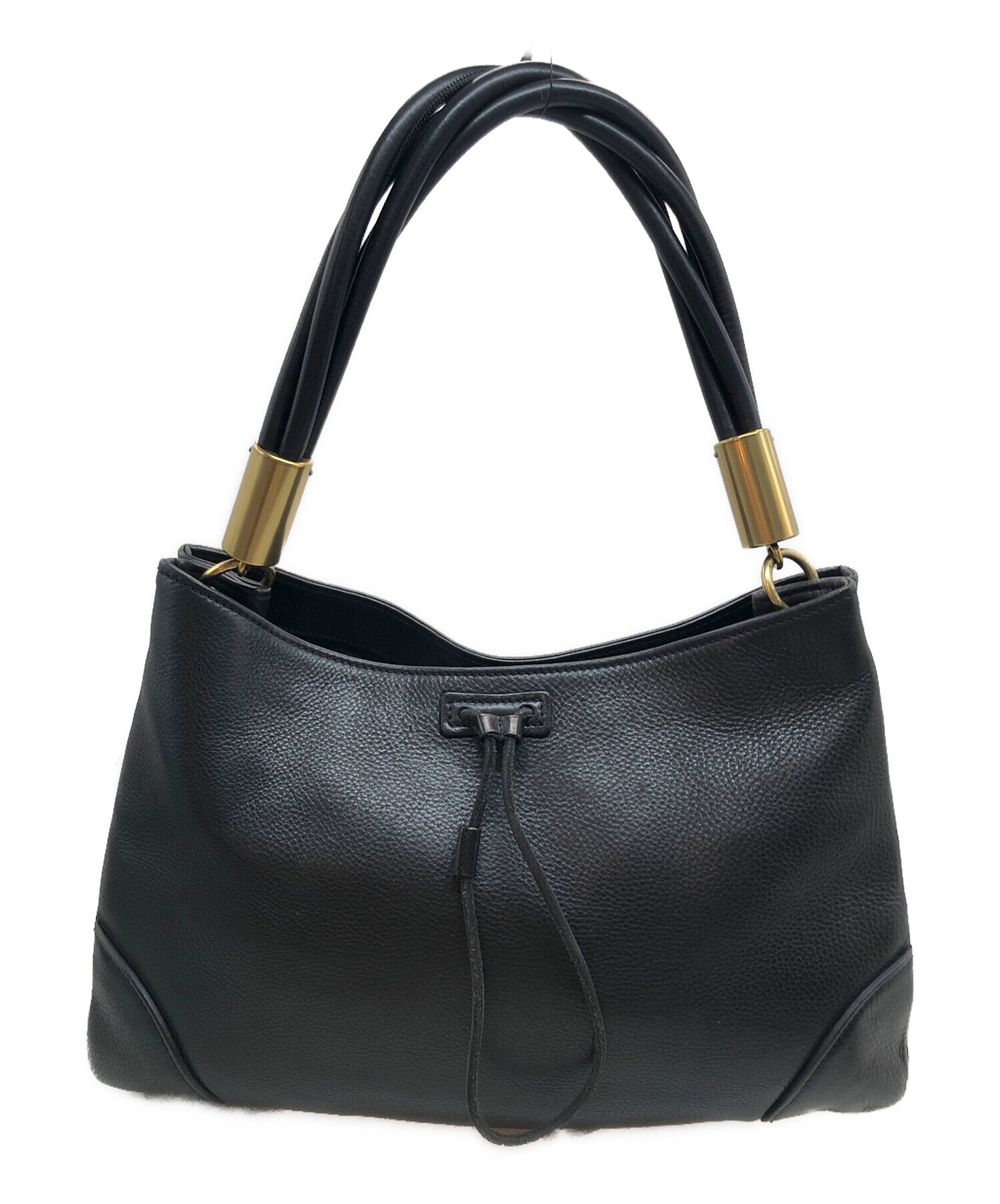 中古・古着通販】GUCCI (グッチ) レザーハンドバッグ ブラック 