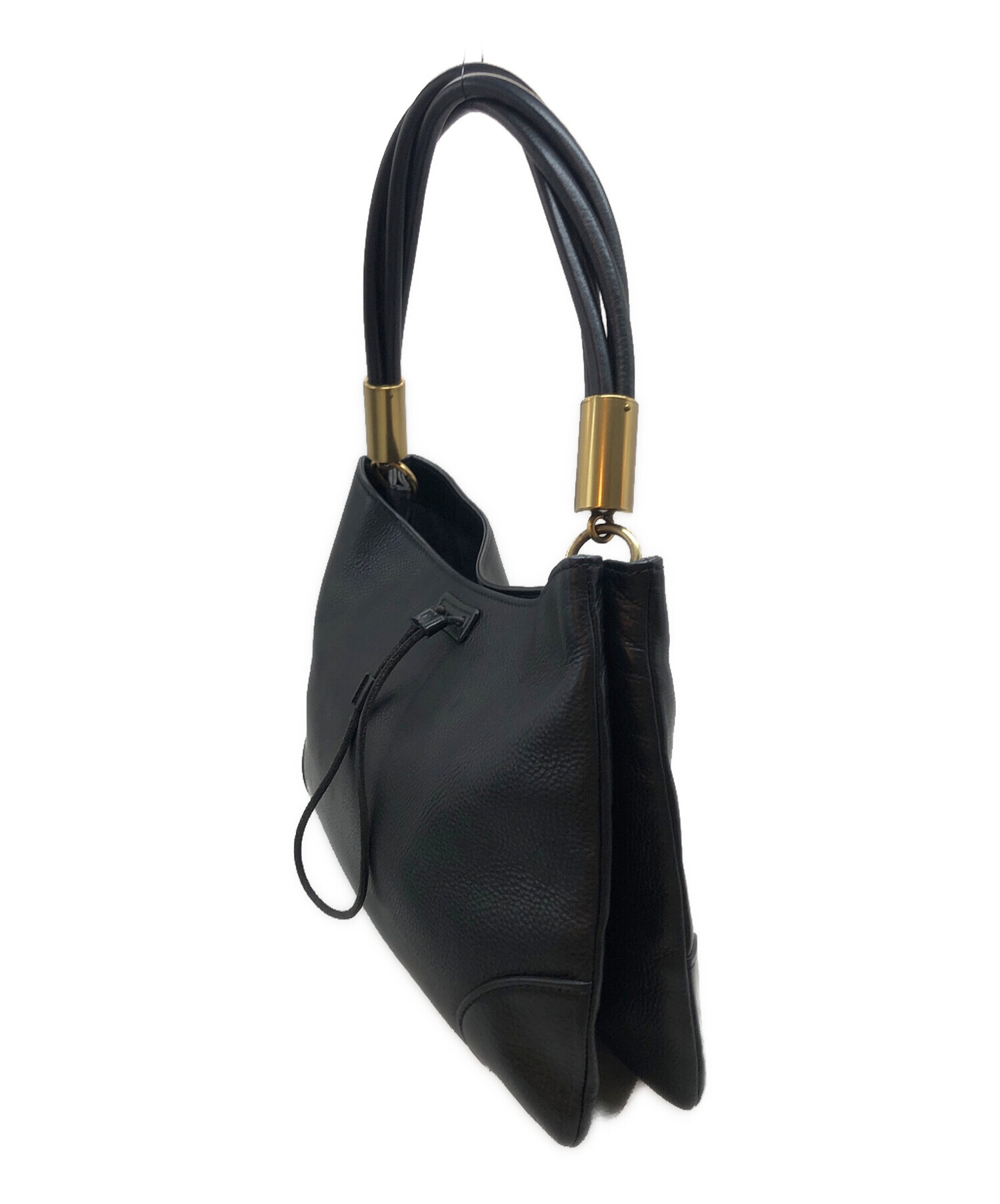 中古・古着通販】GUCCI (グッチ) レザーハンドバッグ ブラック 