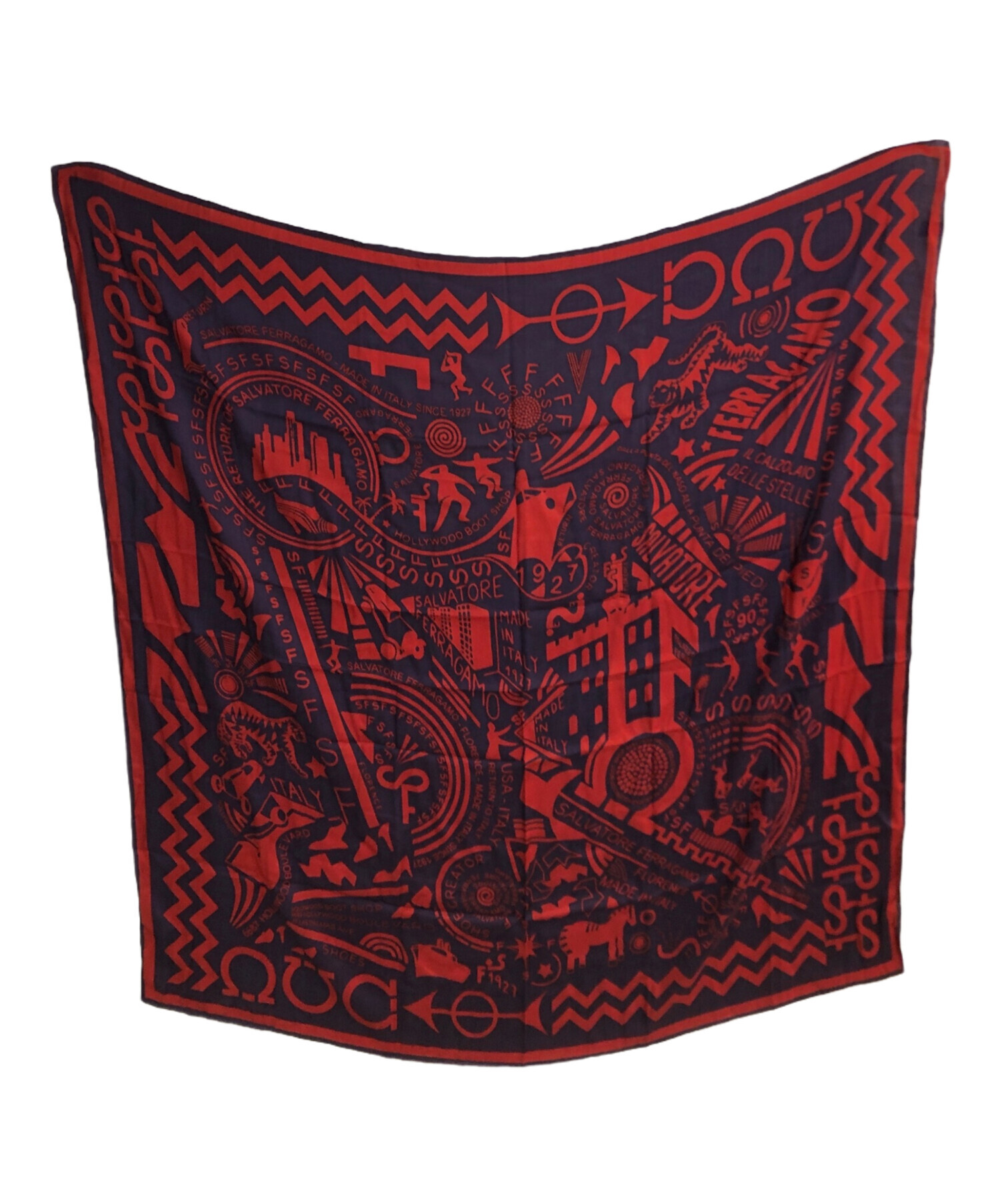 Salvatore Ferragamo / スカーフ/カシミア/RED/総柄/レディース 中古・古着通販】Salvatore Ferragamo (サルヴァトーレ フェラガモ