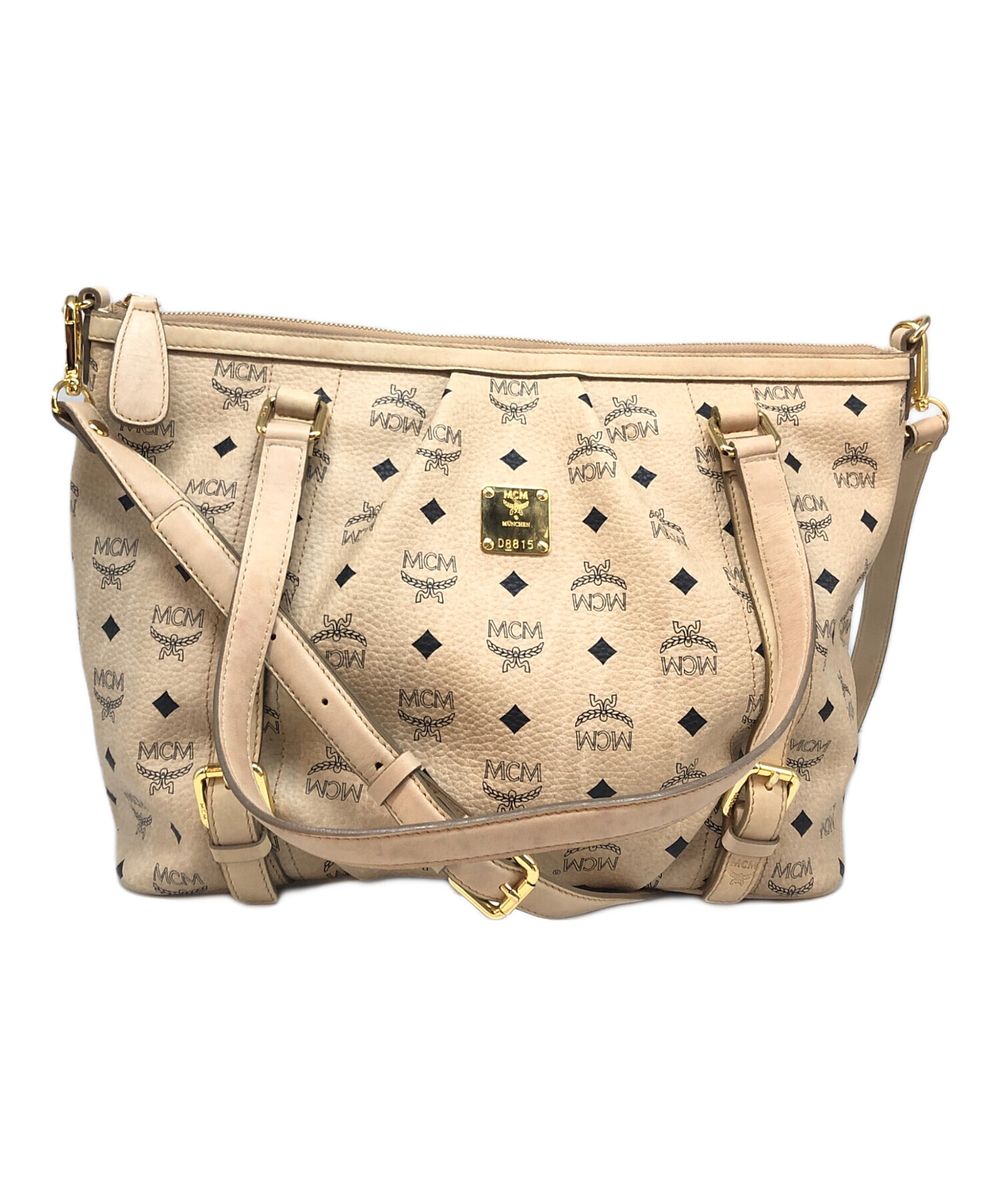 MCM ベージュ トートバッグ MCM ロゴプリント ベージュ トートバッグの 