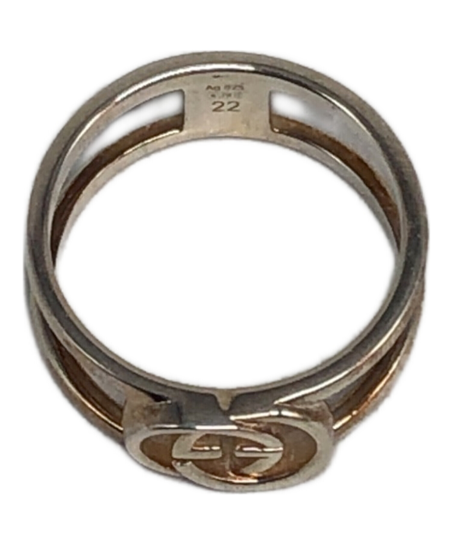 お値下げ❗GUCCI インターロッキング G スリム オープン バンド リング 中古・古着通販】GUCCI (グッチ) インターロッキングGオープンバンド