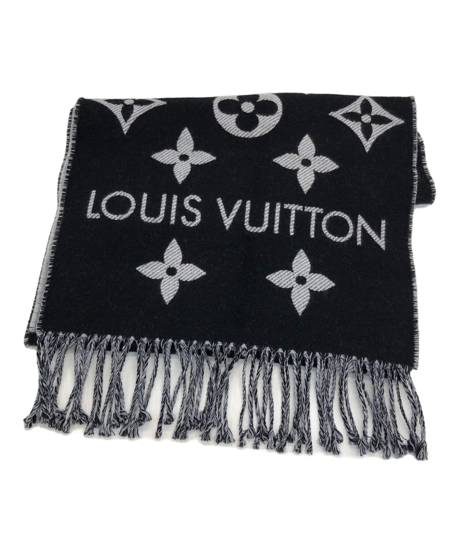 【未使用品】Louis Vuitton ブラック マフラー 中古・古着通販】LOUIS VUITTON (ルイ ヴィトン) モノグラムマフラー