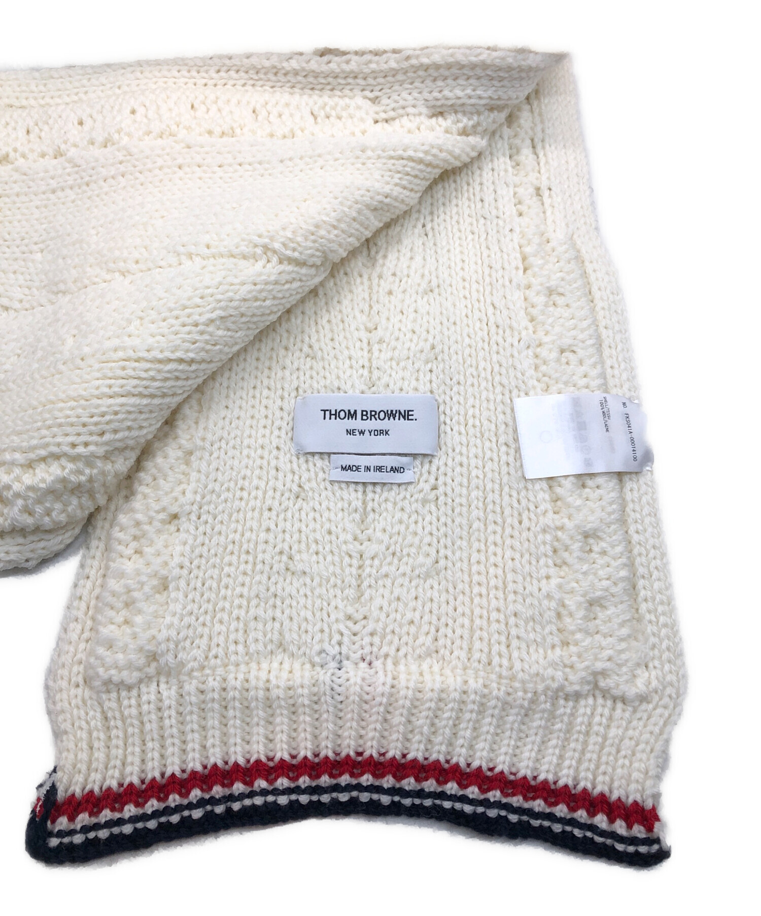 THOM BROWNE トムブラウン ケーブル編みマフラー 中古・古着通販】Thom Browne (トムブラウン) ケーブル編みマフラー