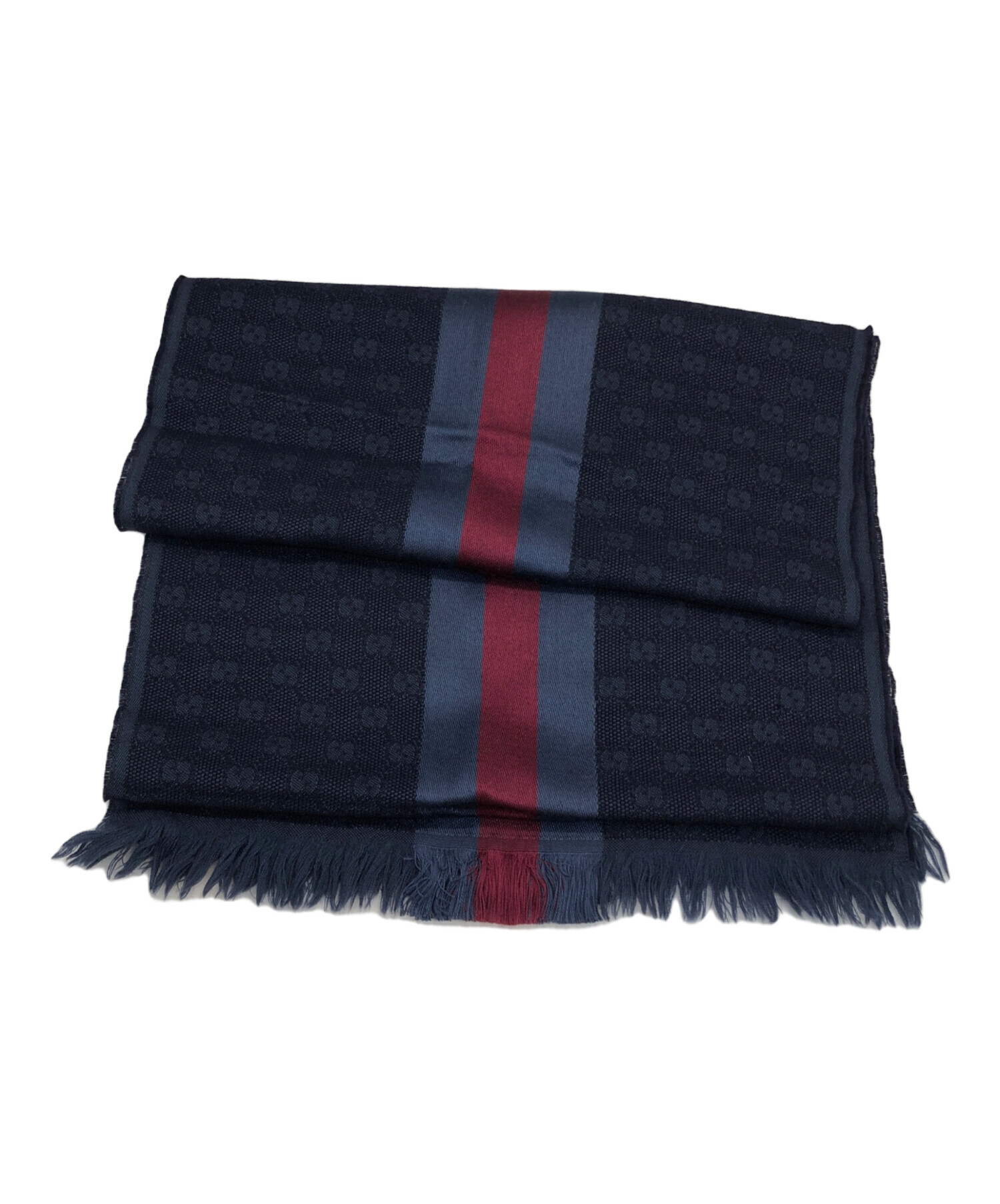 中古・古着通販】GUCCI (グッチ) GG柄ウールシルクストール ネイビー