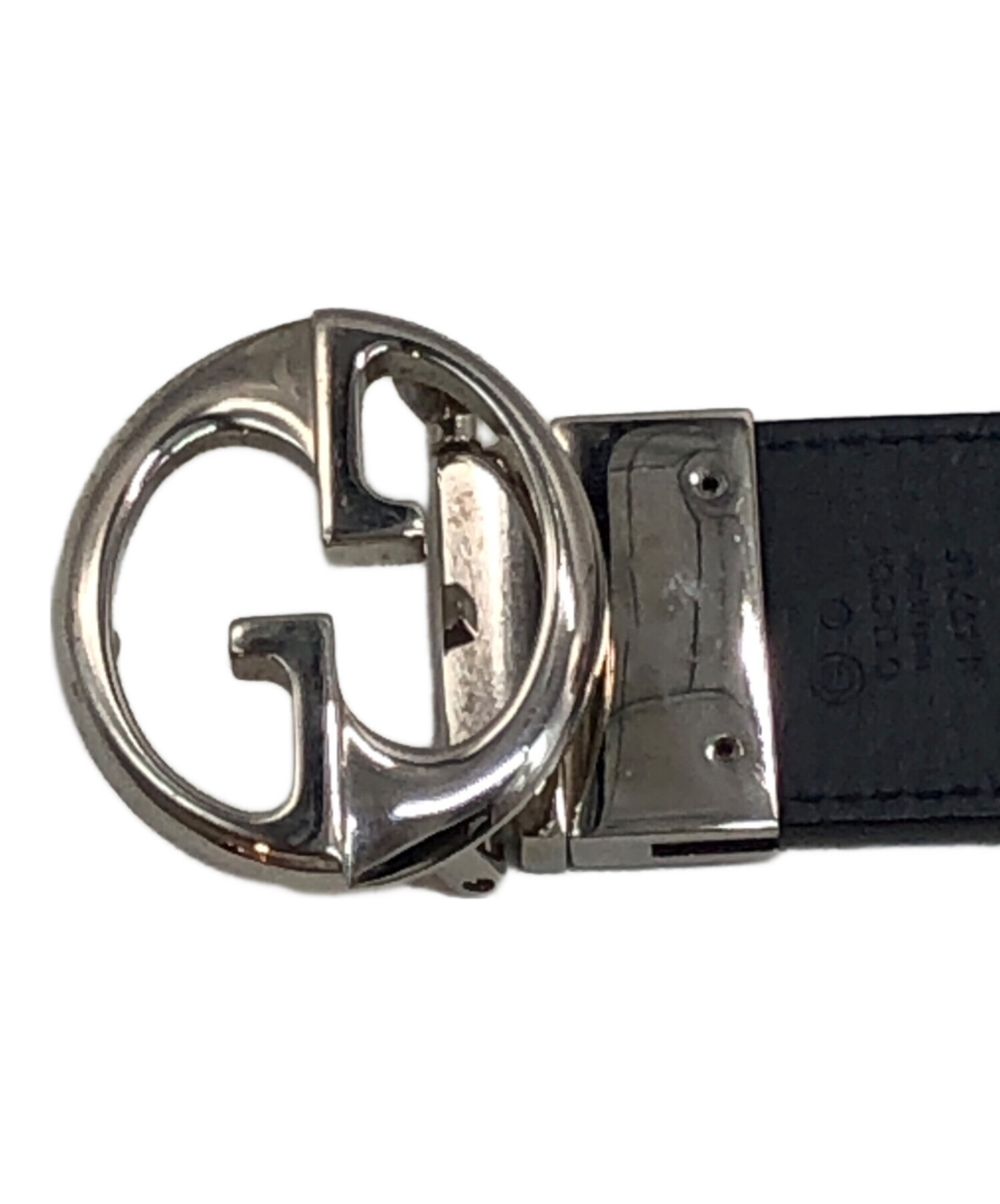 中古・古着通販】GUCCI (グッチ) バイカラーGGバックルベルト ブラック