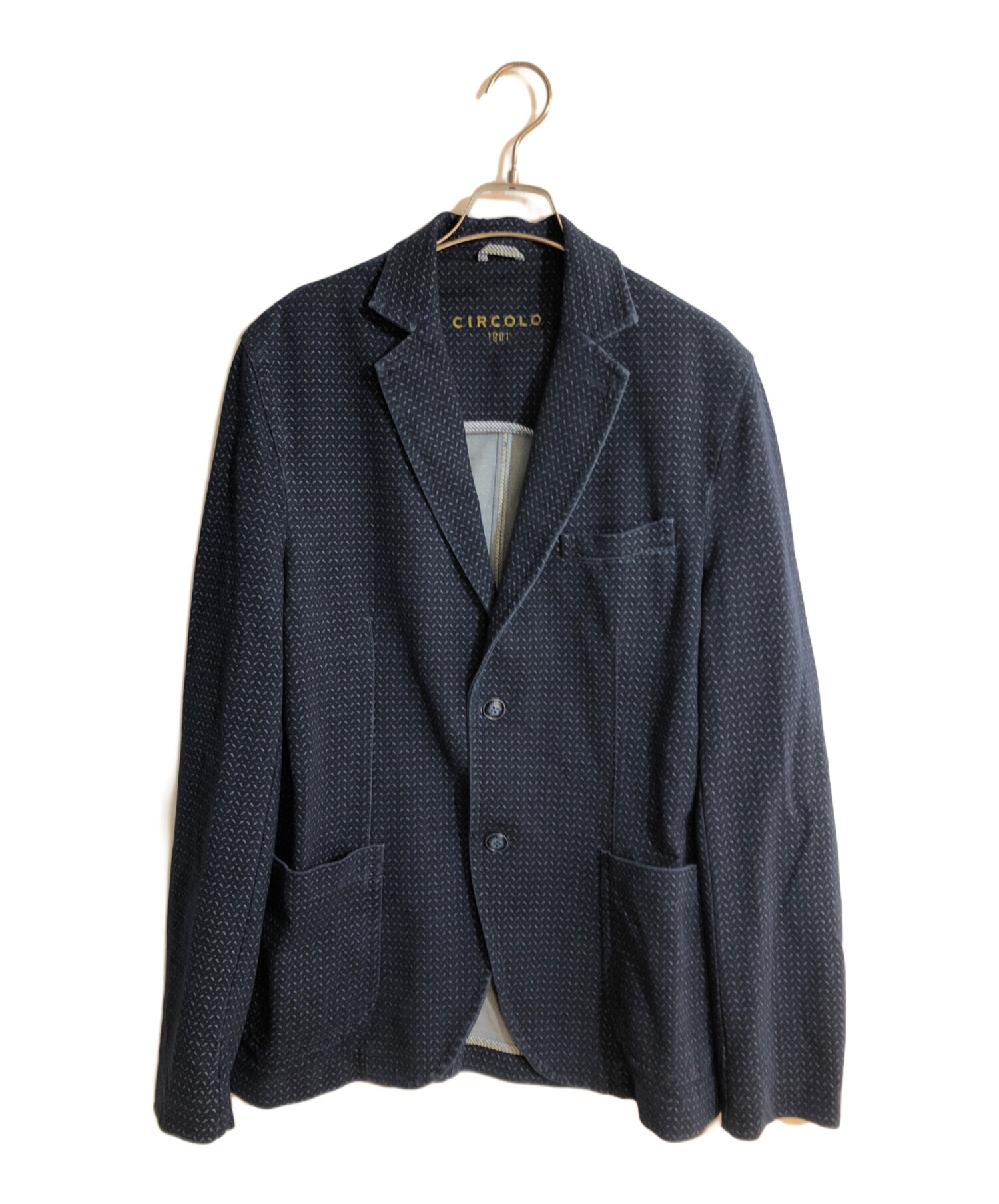 CIRCOLO 1901 ネイビー テーラードジャケット　ジャージー　50 中古・古着通販】Circolo 1901 (チルコロ1901) 家紋柄ジャージー