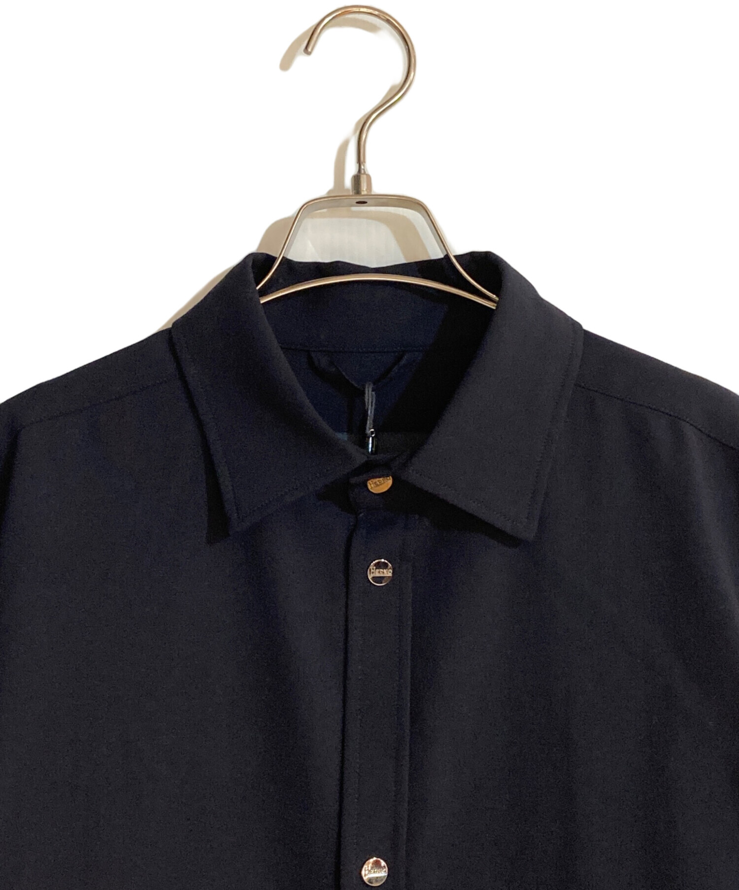 中古・古着通販】HERNO (ヘルノ) クレープ・フルイド シャツ ネイビー 