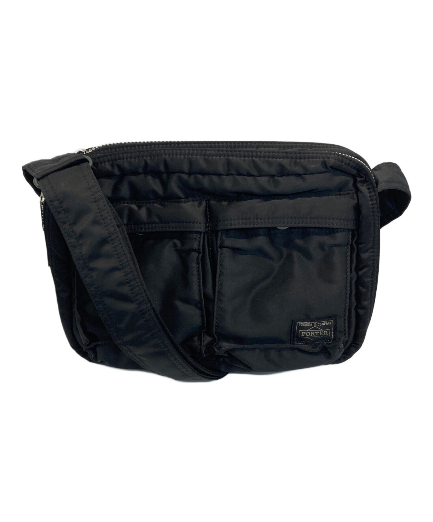 【極美品中古】PORTER TANKER SLING BAG W ZIP 黒 中古・古着通販】PORTER (ポーター) SLING BAG W zip ブラック