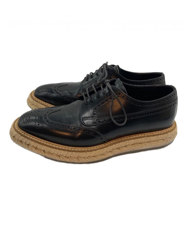 美品　PRADA　プラダ　エスパドリーユ　ウイングチップ　レースアップシューズ PRADA（プラダ） 【超美品】 ウイングチップ エスパドリーユ ドレス