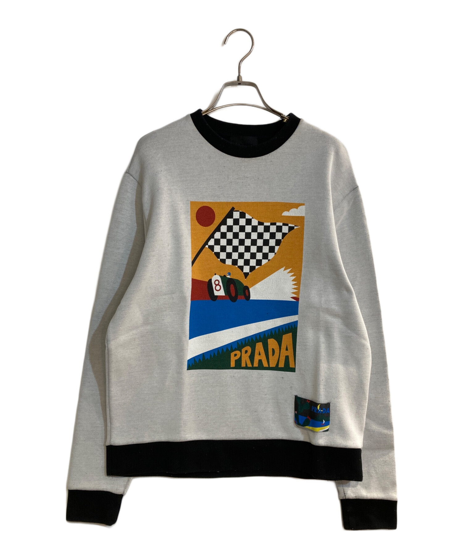 中古・古着通販】PRADA (プラダ) PRINTED SWEATER グレー サイズ:L 