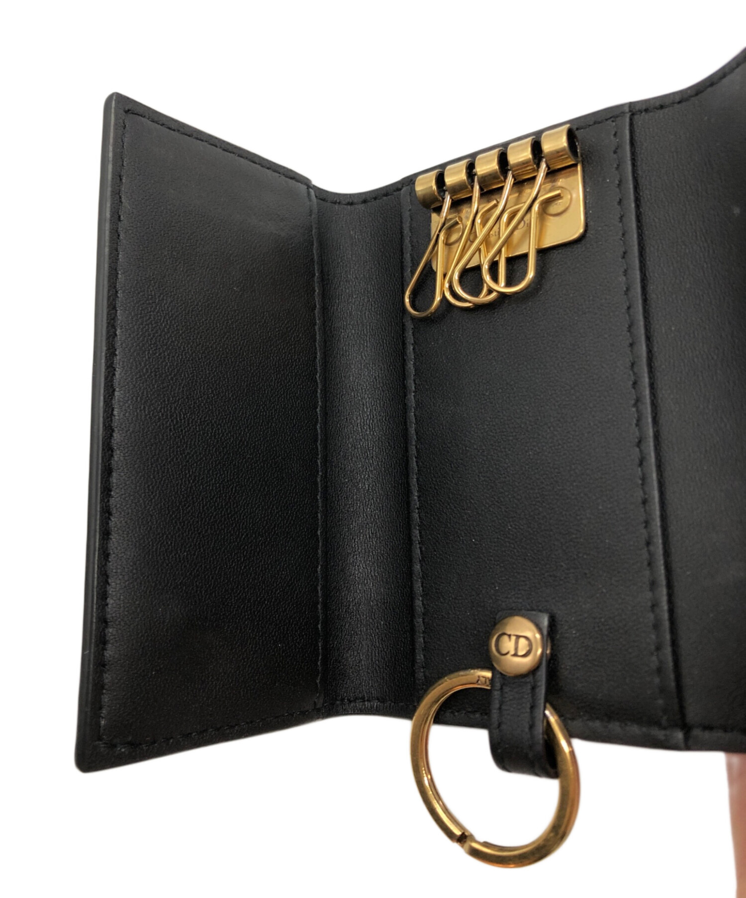 ◇クリスチャンディオール◇レザー/サドル/4連/キーケース/ブラック/ゴールド 中古・古着通販】Christian Dior (クリスチャン ディオール) Saddle