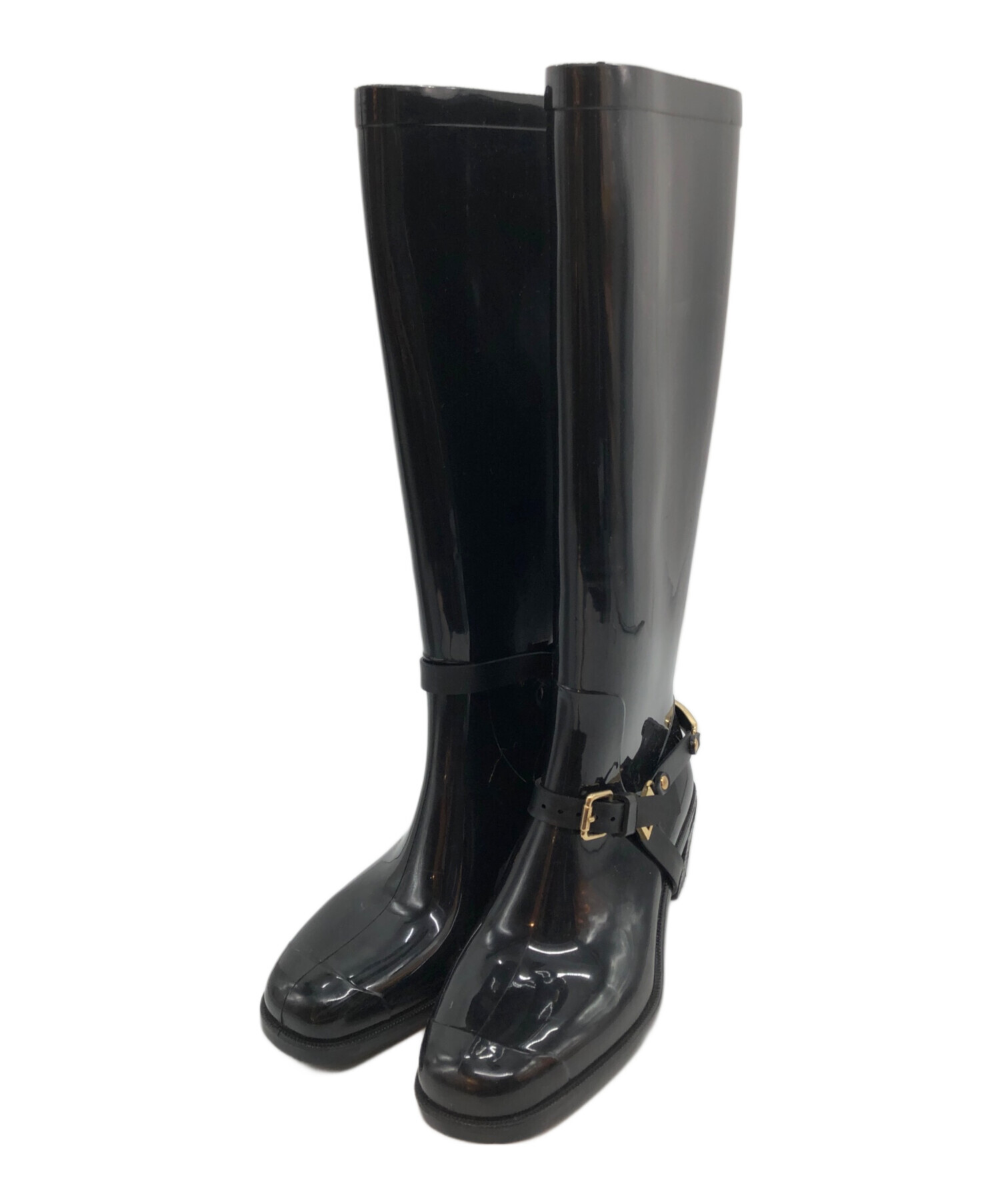 JIMMY CHOO エナメルラバーベルト付 ロングレインブーツ JIMMY CHOO（ジミーチュウ） レインブーツ YAEL FLAT TALL ZPX