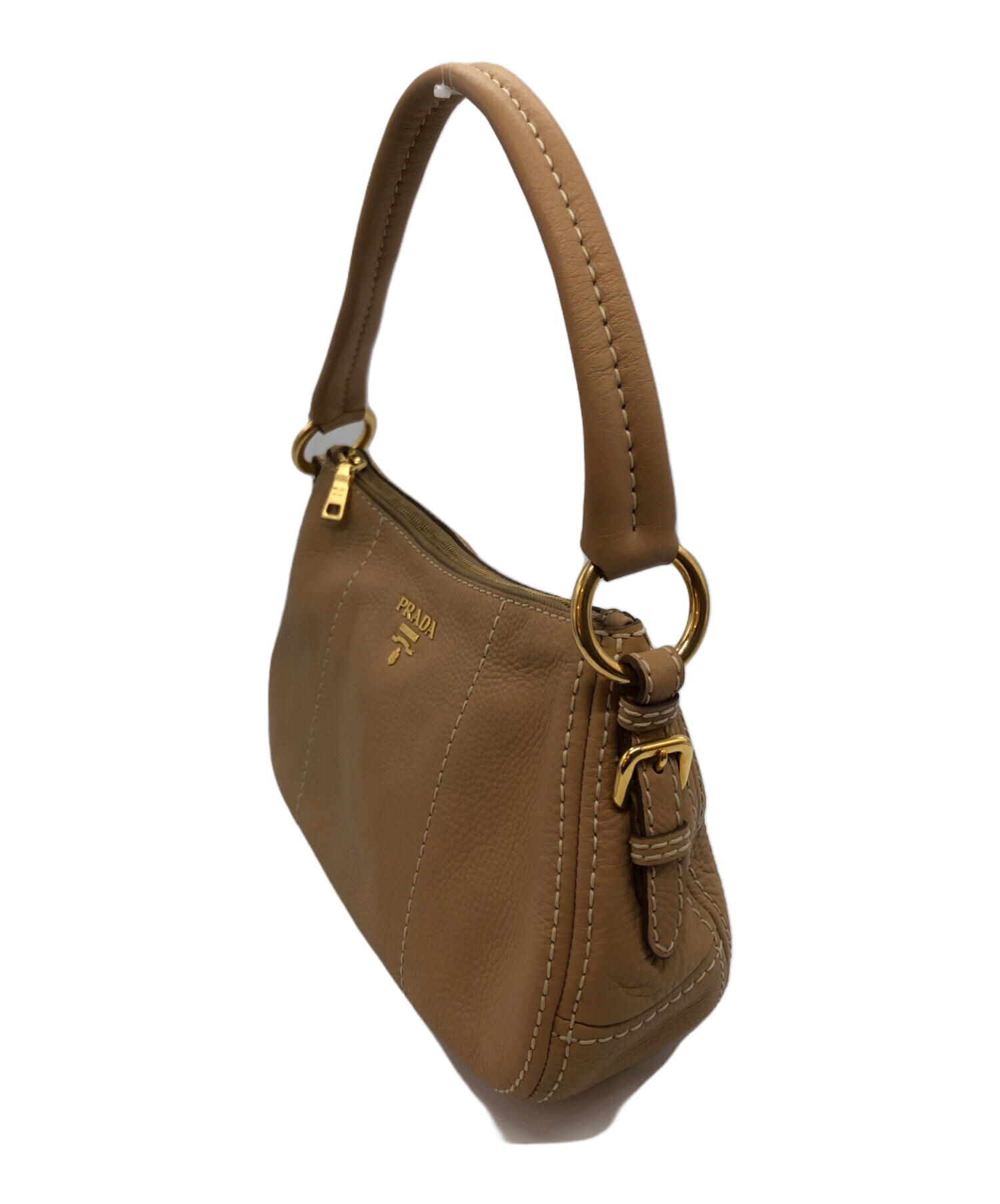 中古・古着通販】PRADA (プラダ) レザーワンショルダーバッグ ベージュ