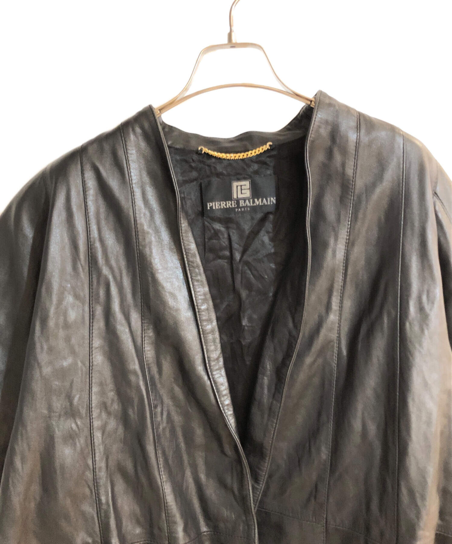 ピエールバルマン　レザーコート pierrebalmainピエールバルマン ブラック レザーコート 羊革 日本製