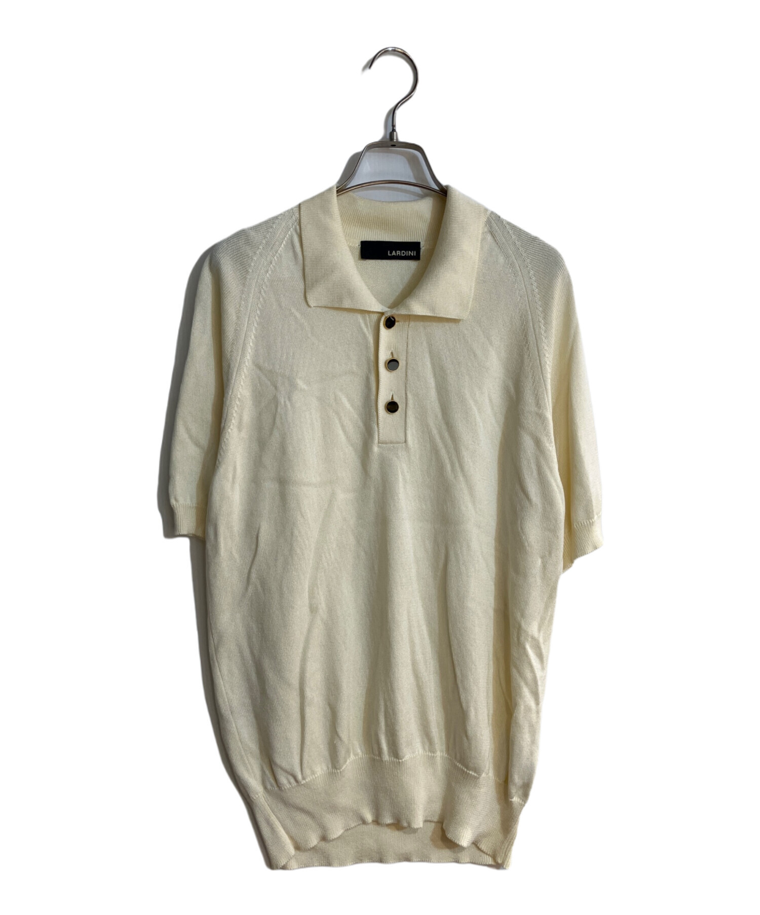 LARDINI ラルディーニ サマーニットポロシャツ　コットン ホワイト 48 中古・古着通販】LARDINI (ラルディーニ) 金ボタンニットポロシャツ