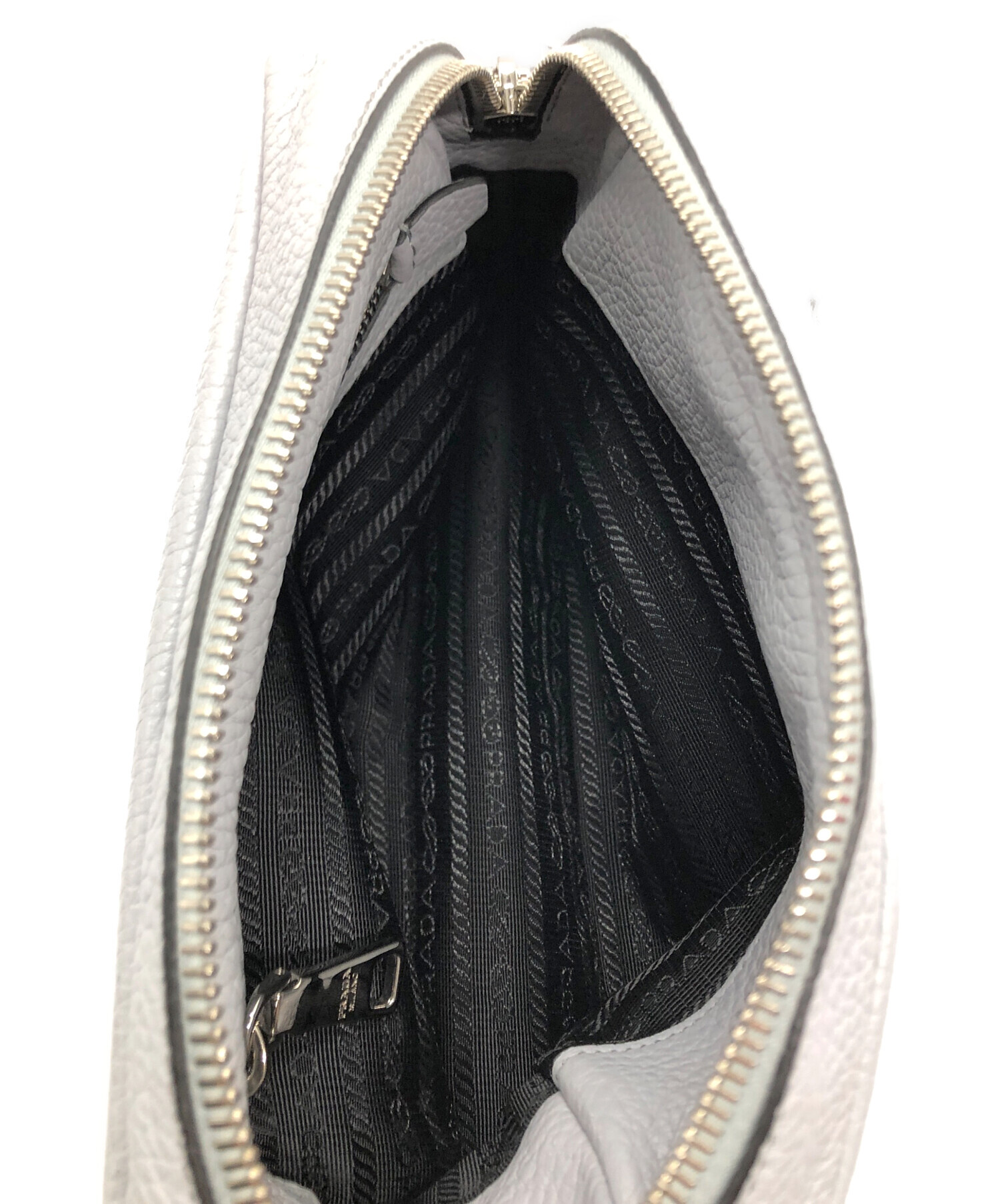 プラダ ショルダーバッグ - ダークグレー PRADA (プラダ) 2WAY ブリック サフィアーノレザー ショルダーバッグ