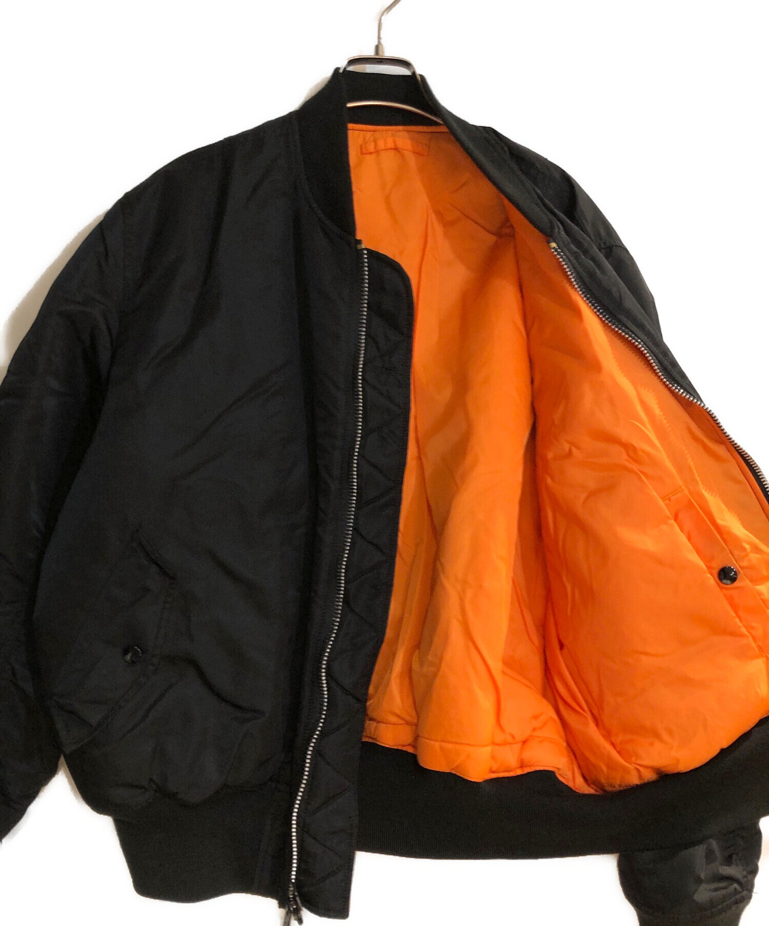 【メンズ中古】 アルファ MA-1 サイズ：M カラー：ブラック 中古・古着通販】ALPHA (アルファ) プリントライニングMA-1ジャケット