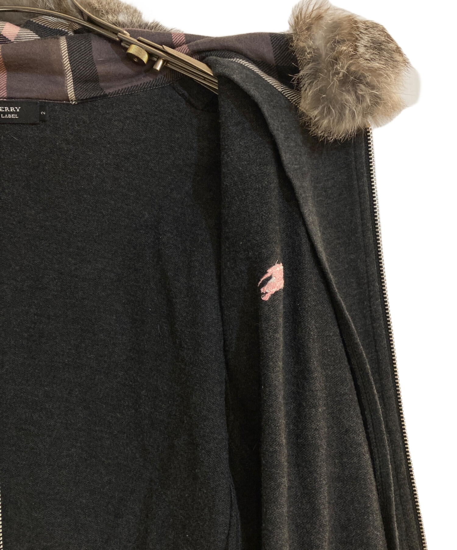 【極美品】バーバリーブラックレーベル　ファーパーカー　ジップアップ　サイズ2 中古・古着通販】BURBERRY BLACK LABEL (バーバリーブラックレーベル