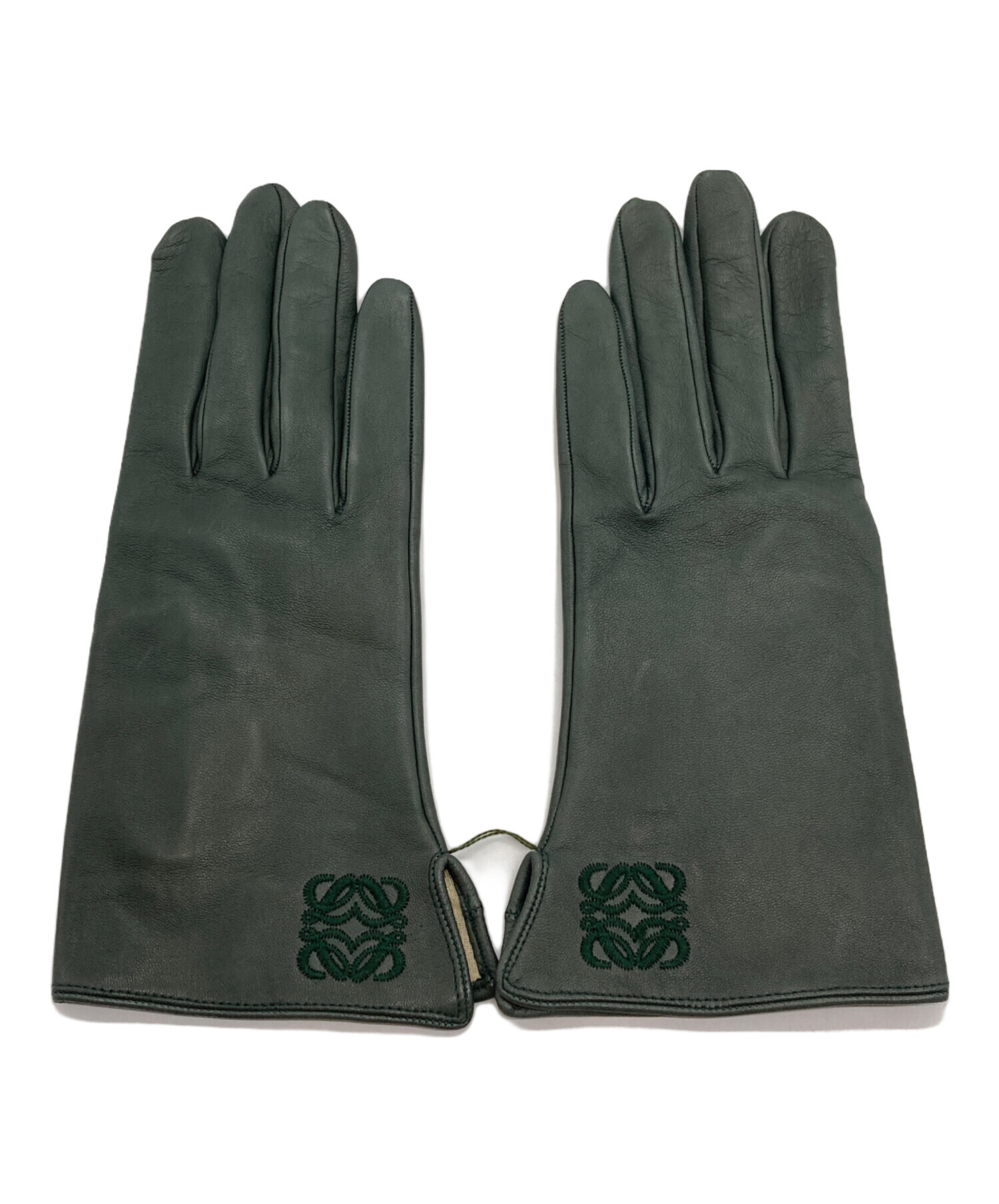 極美品  LOEWE  ロエベレザーコンビグローブ 中古・古着通販】LOEWE (ロエベ) レザーグローブ グリーン｜ブランド