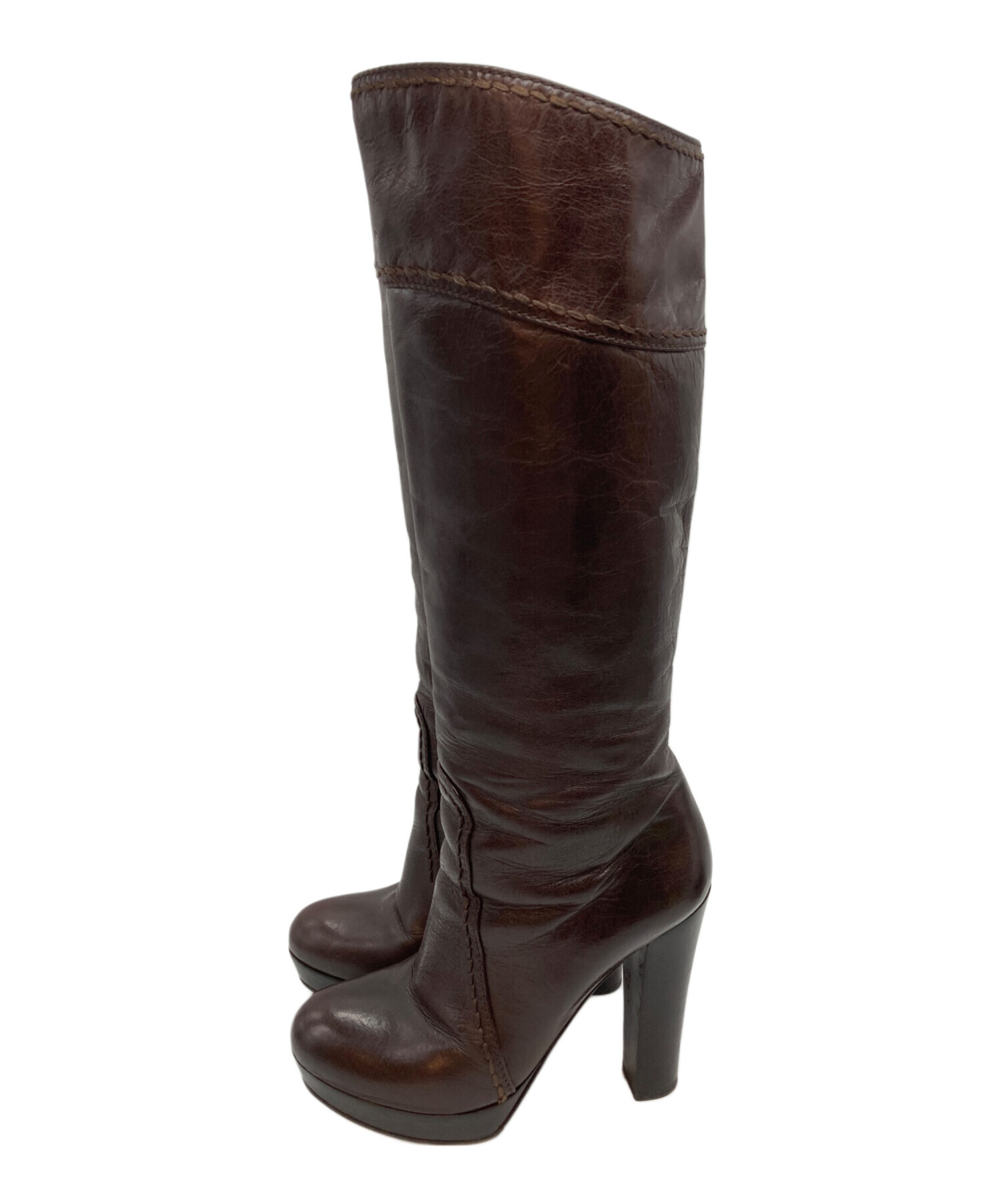 中古・古着通販】PRADA (プラダ) ロングブーツ ブラック サイズ:37