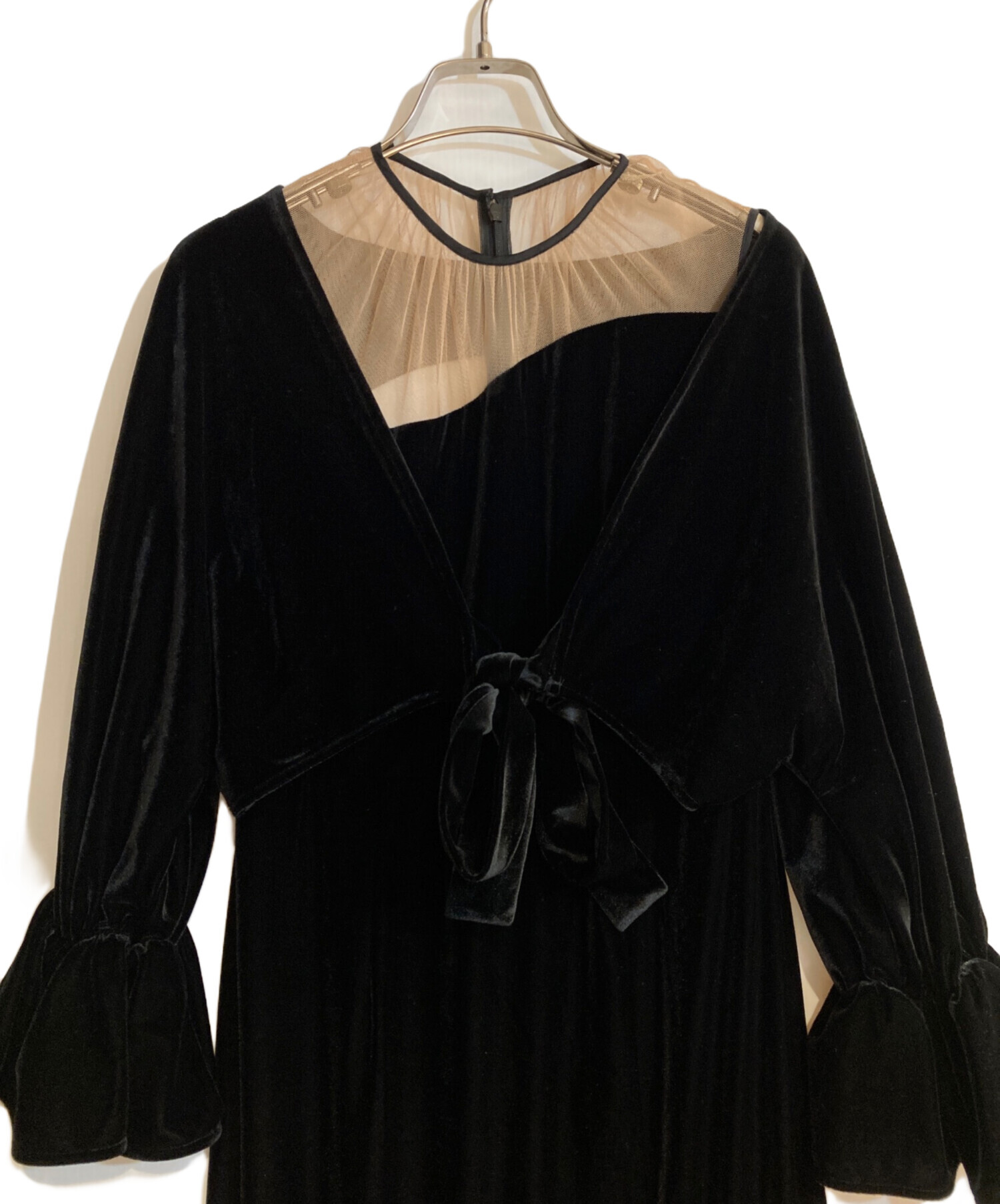 中古・古着通販】AMERI (アメリ) 2WAY CURVE VELOURS DRESS ブラック