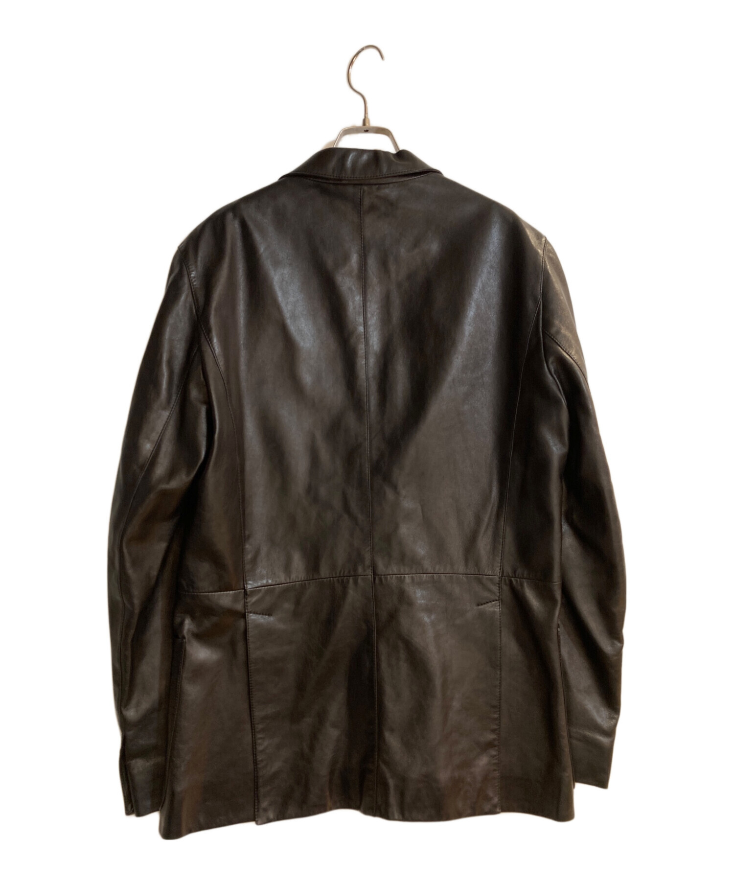 中古・古着通販】PRADA (プラダ) レザーテーラードジャケット ブラック