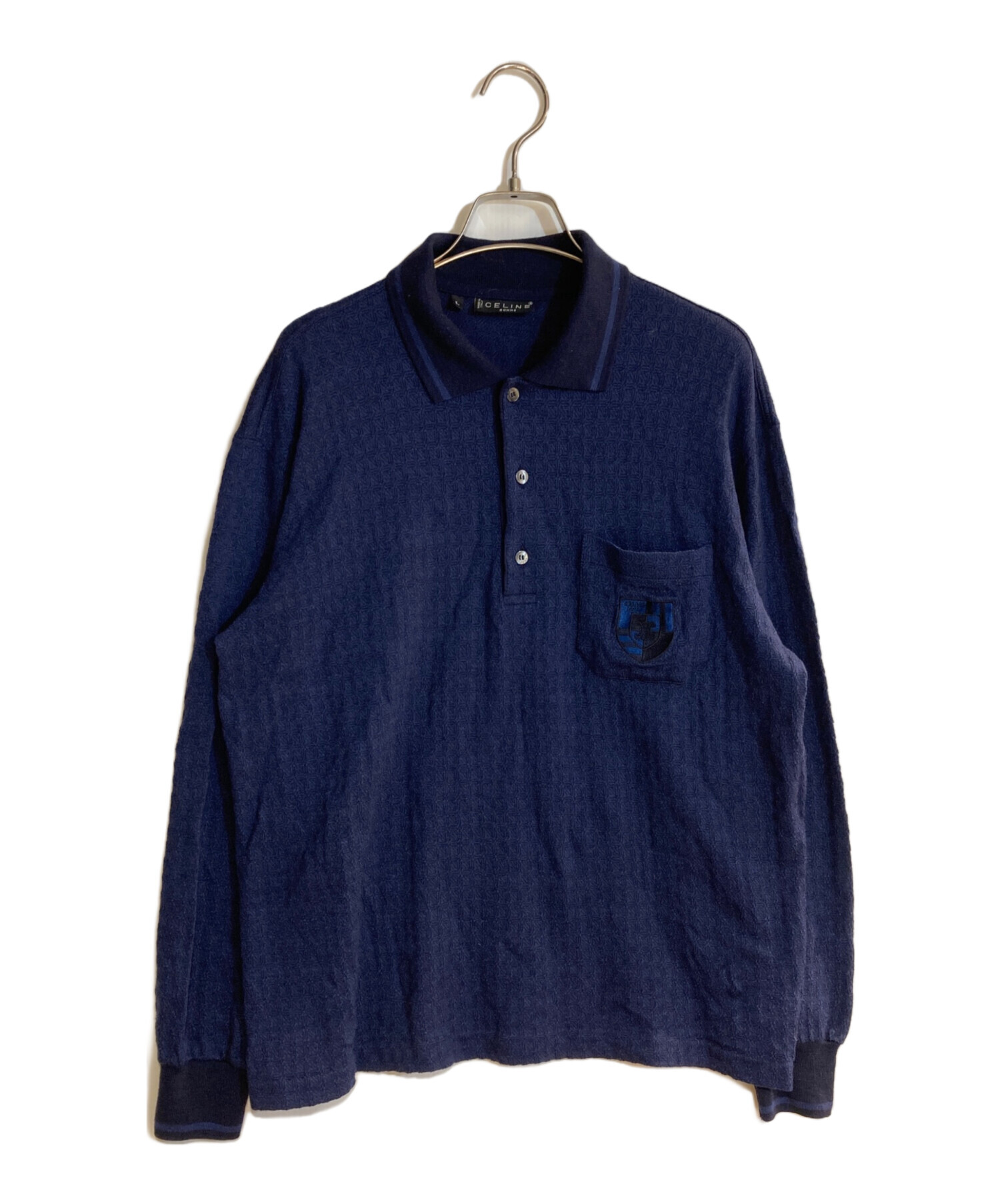 未使用 CELINE セリーヌ メンズポロシャツ ブルー 中古・古着通販】CELINE (セリーヌ) ニットポロシャツ ネイビー サイズ