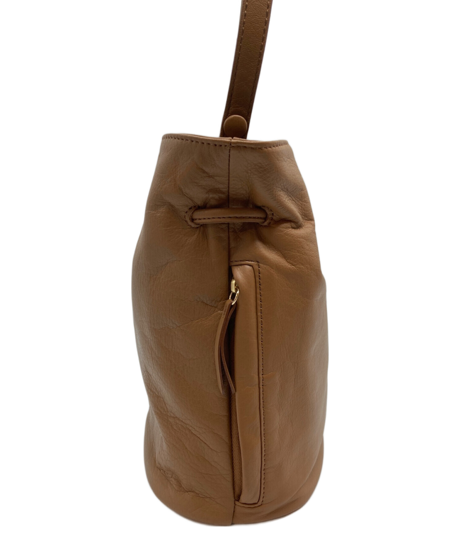 レザー　巾着バッグ　ブラウン 中古・古着通販】russet (ラシット) レザー巾着バッグ ブラウン