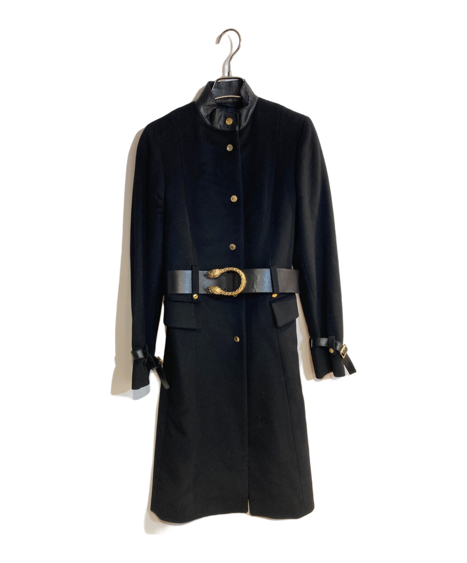 新品タグ付 GUCCI グッチ レザー 羊革 ロングコート 中古・古着通販】GUCCI (グッチ) レザー切替スタンドカラーコート