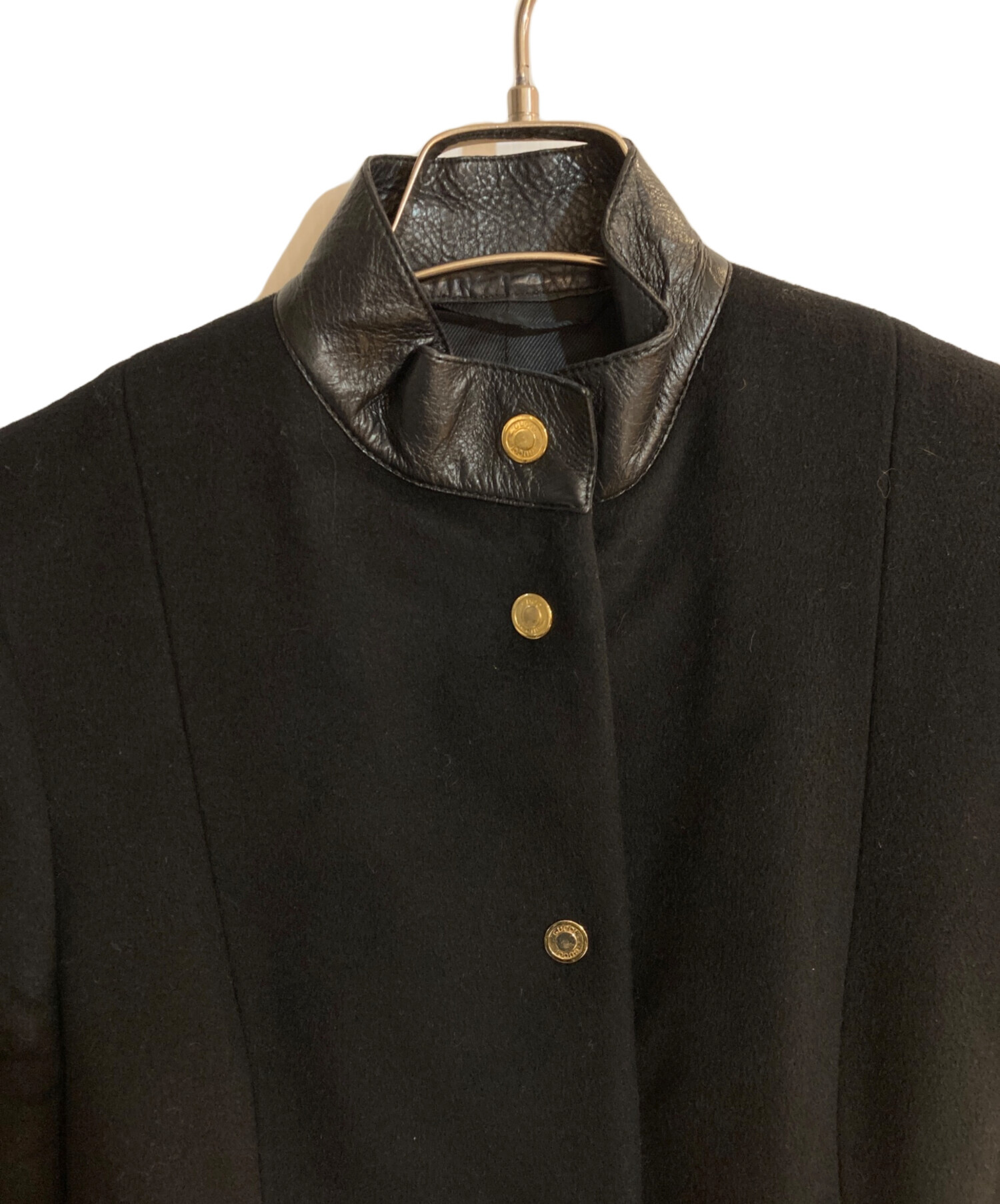 中古・古着通販】GUCCI (グッチ) レザー切替スタンドカラーコート