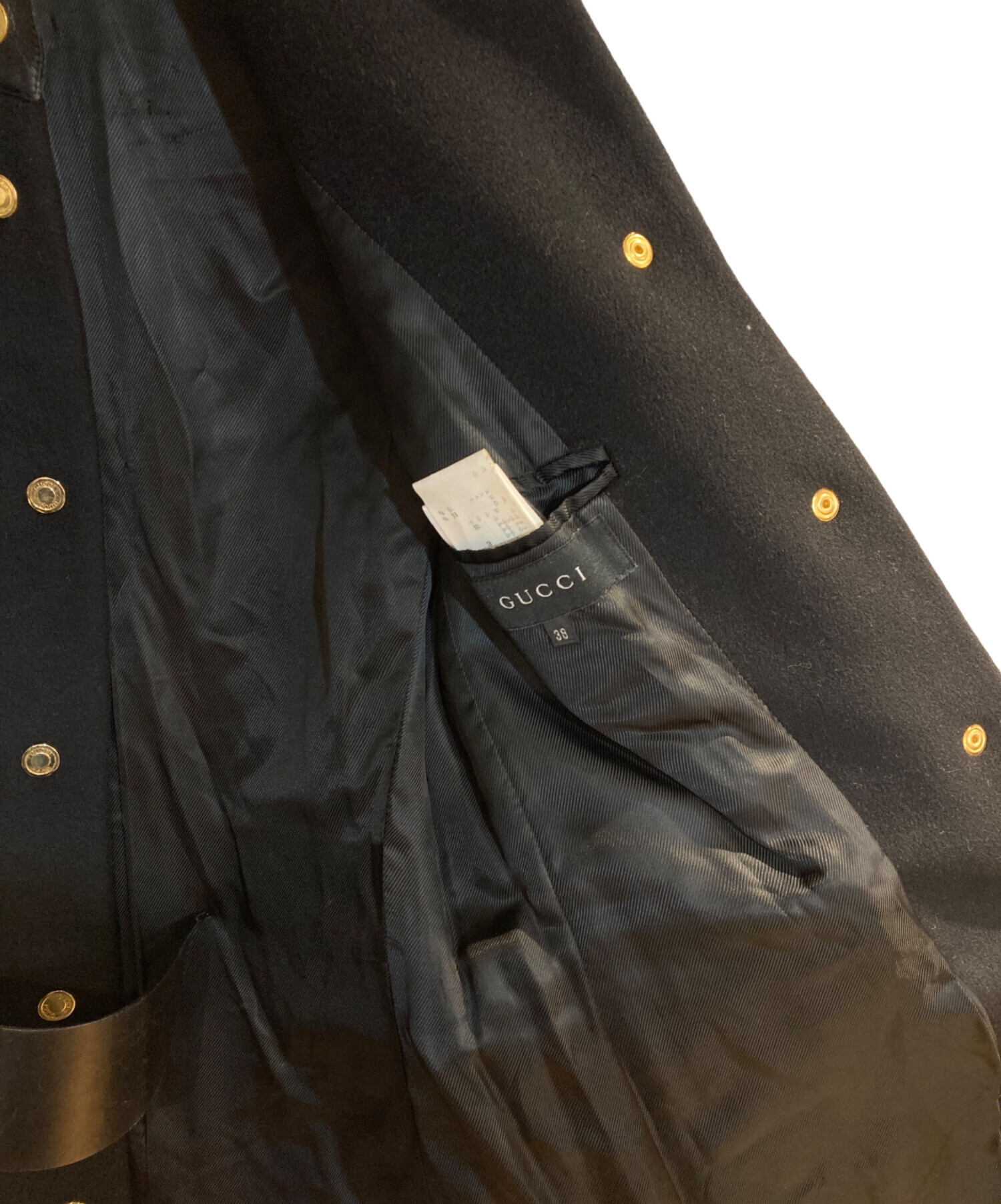 中古・古着通販】GUCCI (グッチ) レザー切替スタンドカラーコート