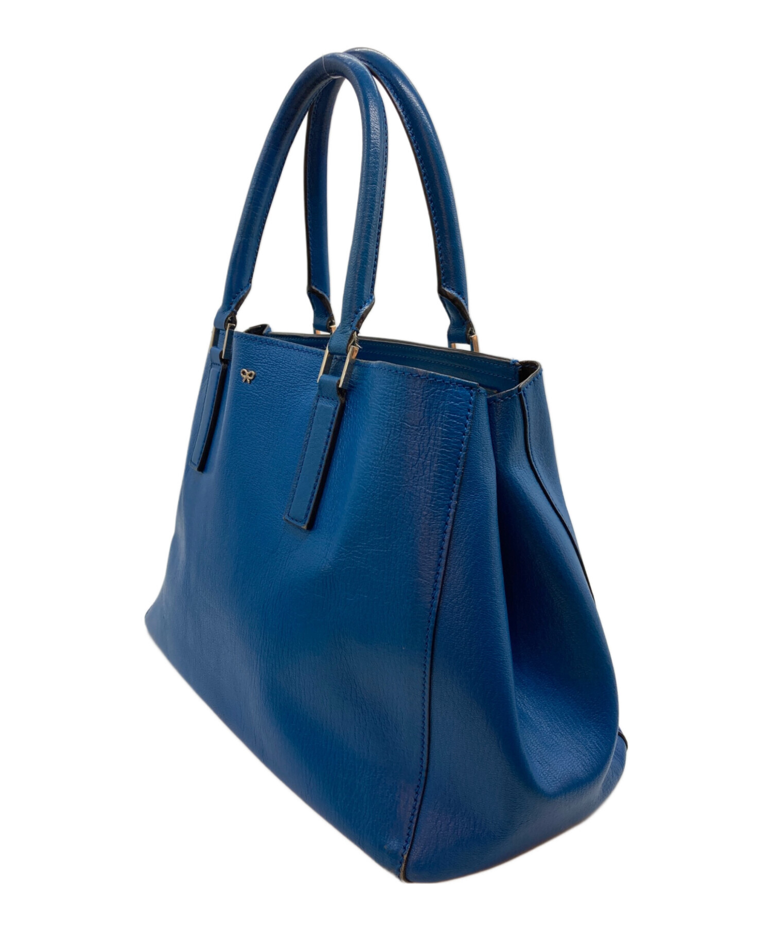 バッグ　ブルー　ハンドバッグ　レザー　ロゴ　ファッション　チェーン 中古品 中古・古着通販】ANYA HINDMARCH (アニヤ・ハインドマーチ) レザー