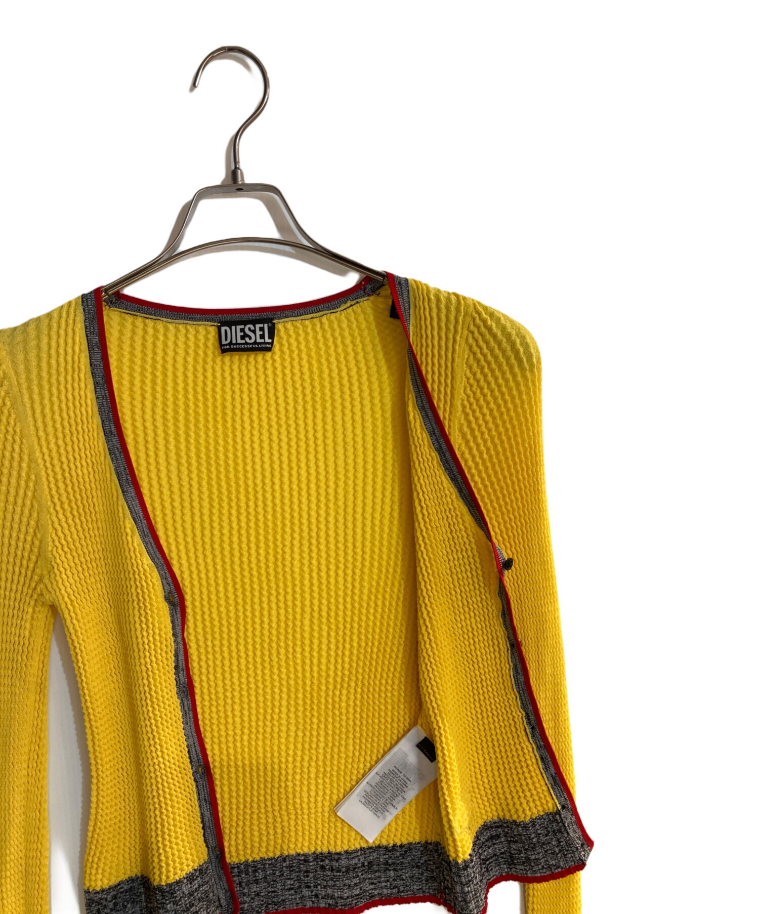 【DIESEL】 Dロゴ長袖メローロックリブカーディガン イエロー 中古・古着通販】DIESEL (ディーゼル) M-ARIANNE CARDIGAN イエロー