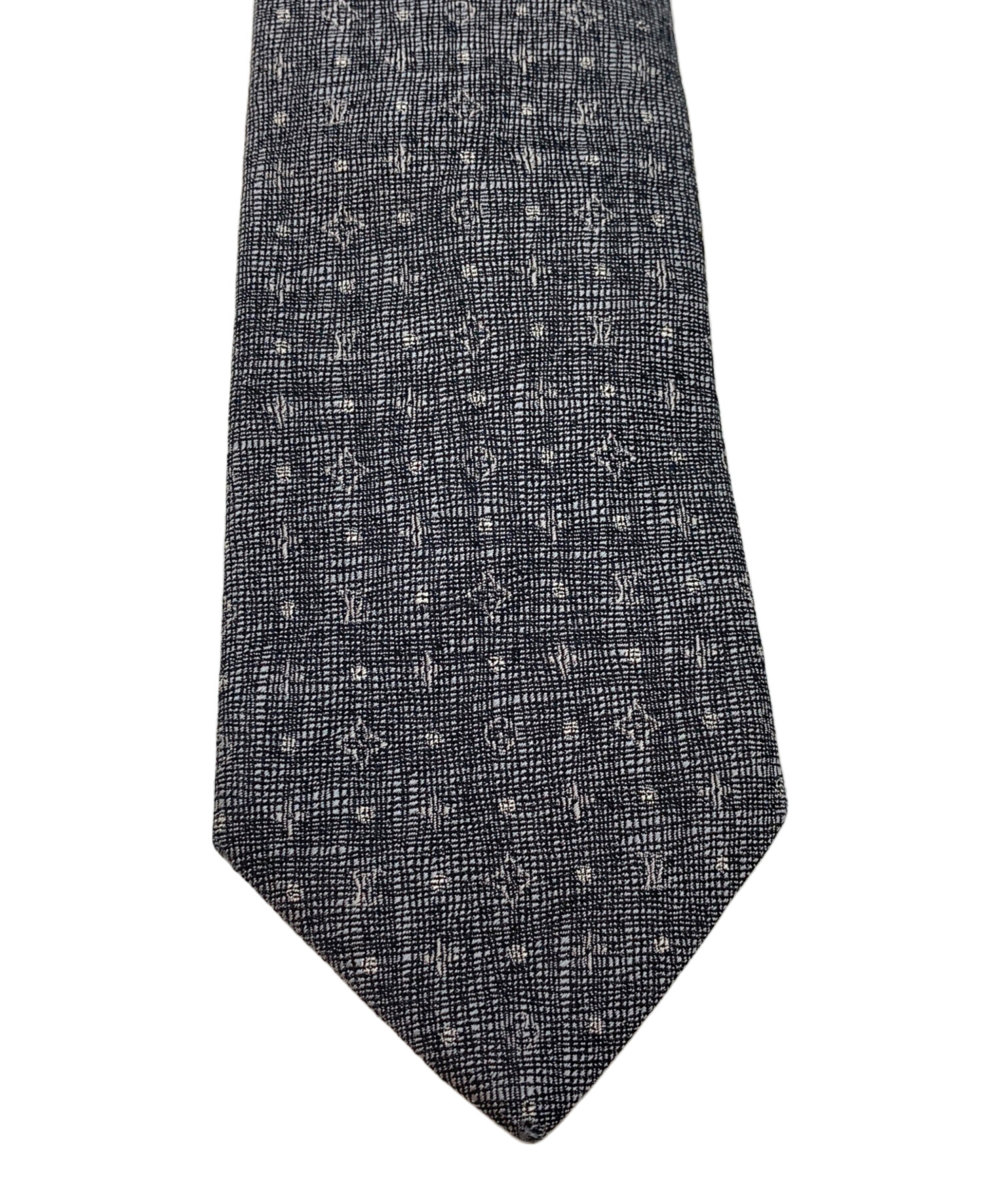 中古品 LOUIS VUITTON ネクタイ モノグラム ダミエ 紺