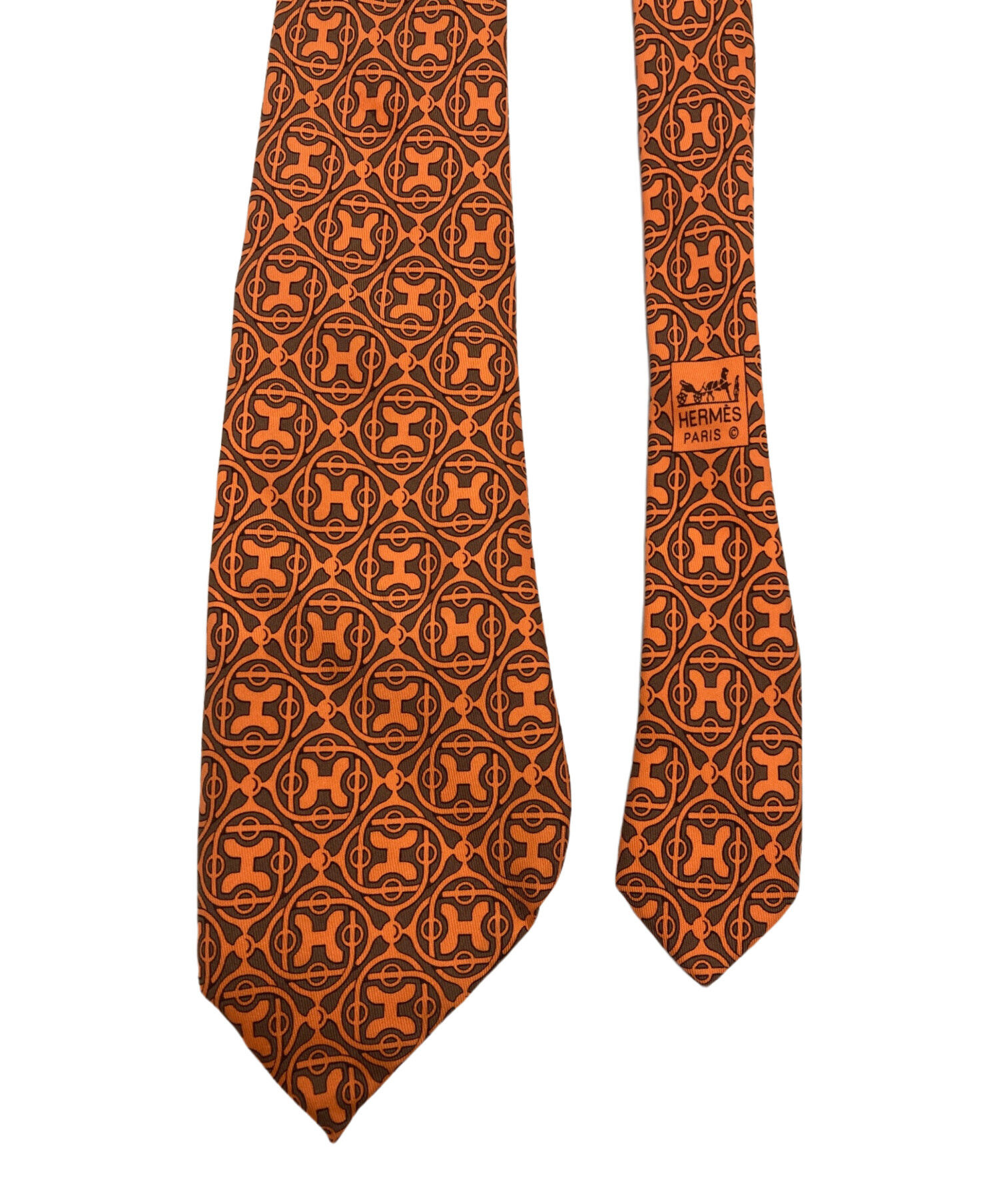 中古・古着通販】HERMES (エルメス) シルクネクタイ オレンジ サイズ