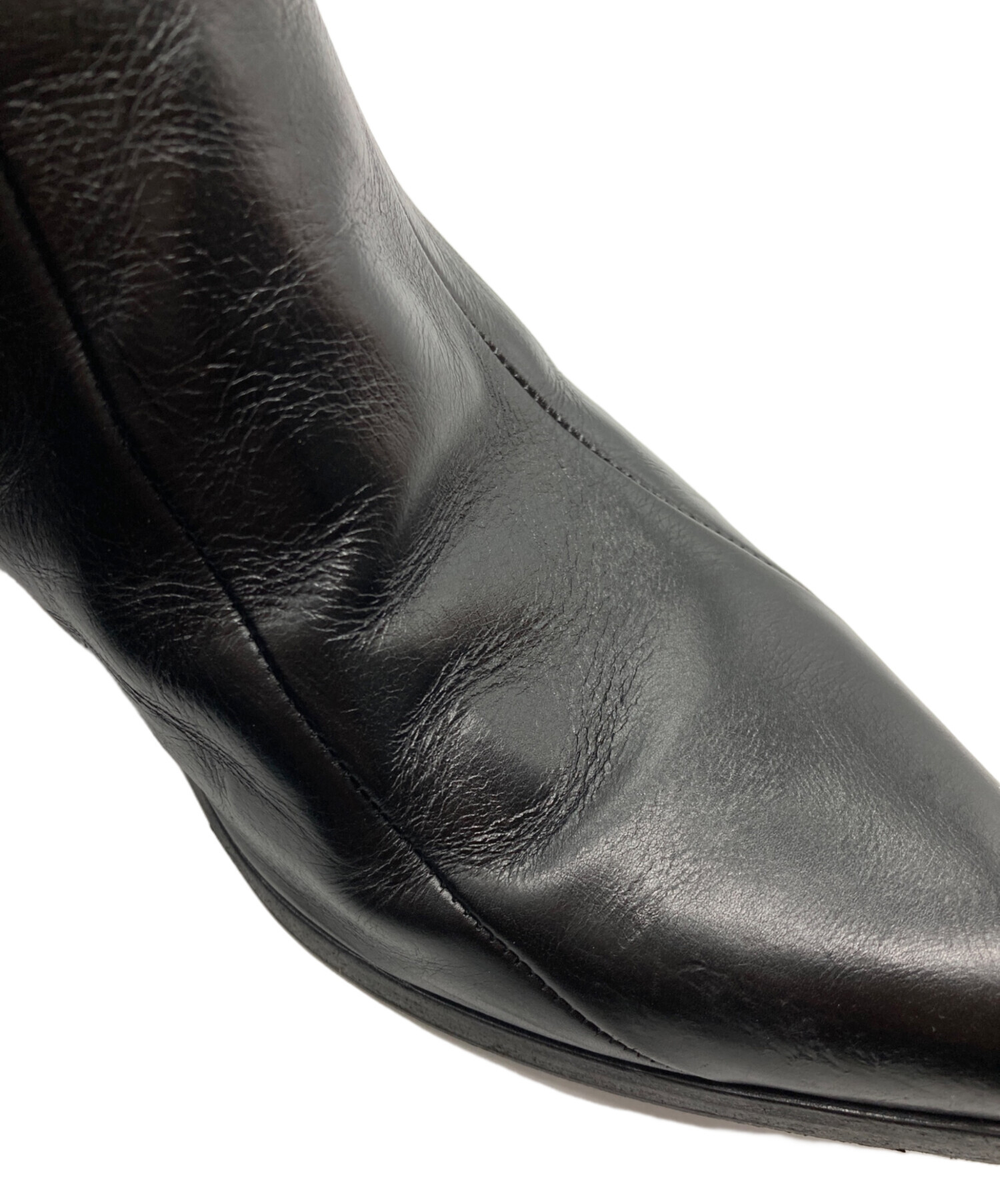 ク*ン様 サンローランパリ ショートブーツ 442221 黒 ブラック エナメル 中古・古着通販】Saint Laurent Paris (サンローランパリ) フィン