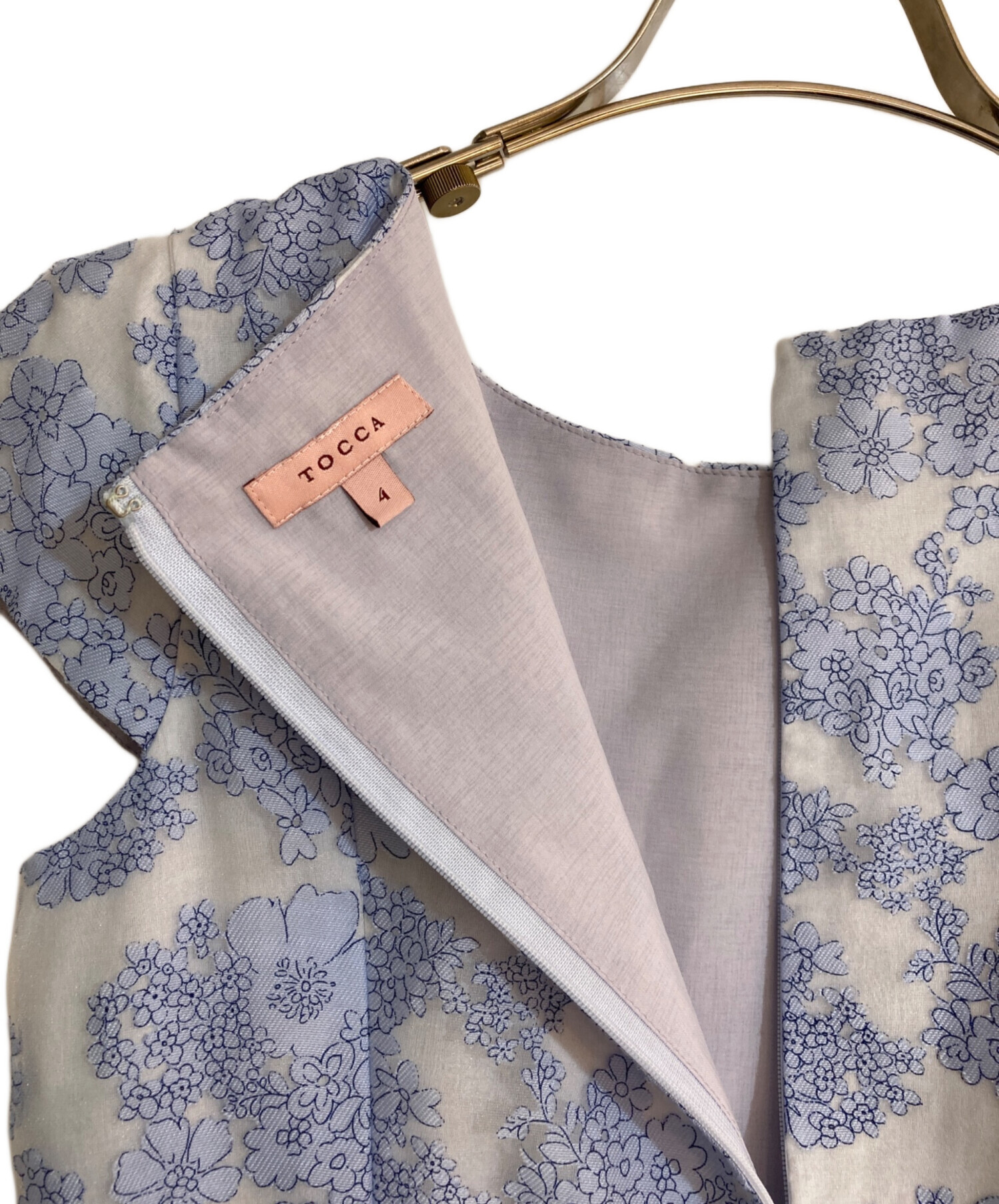 TOCCA 洗える プリムラガーデンドレス 花柄 ブルー L 中古・古着通販】TOCCA (トッカ) 【洗える！】PRIMURA GARDEN DRESS