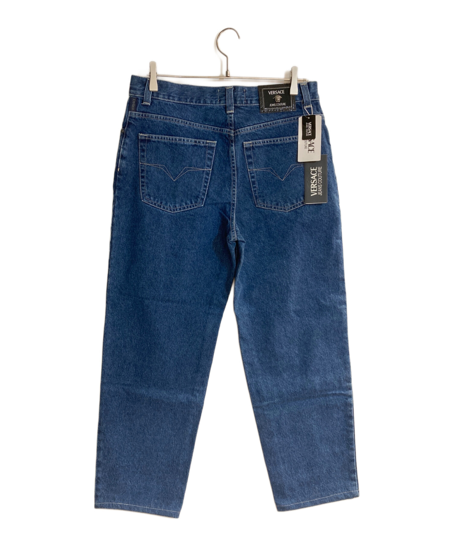 美品 VERSACE JEANS  ヴェルサーチジーンズ ピンドット シャンブレーシャツ サイズ38 ブルー レディース 古着 中古 USED 美品 VERSACE JEANS ヴェルサーチジーンズ ピンドット シャンブレー