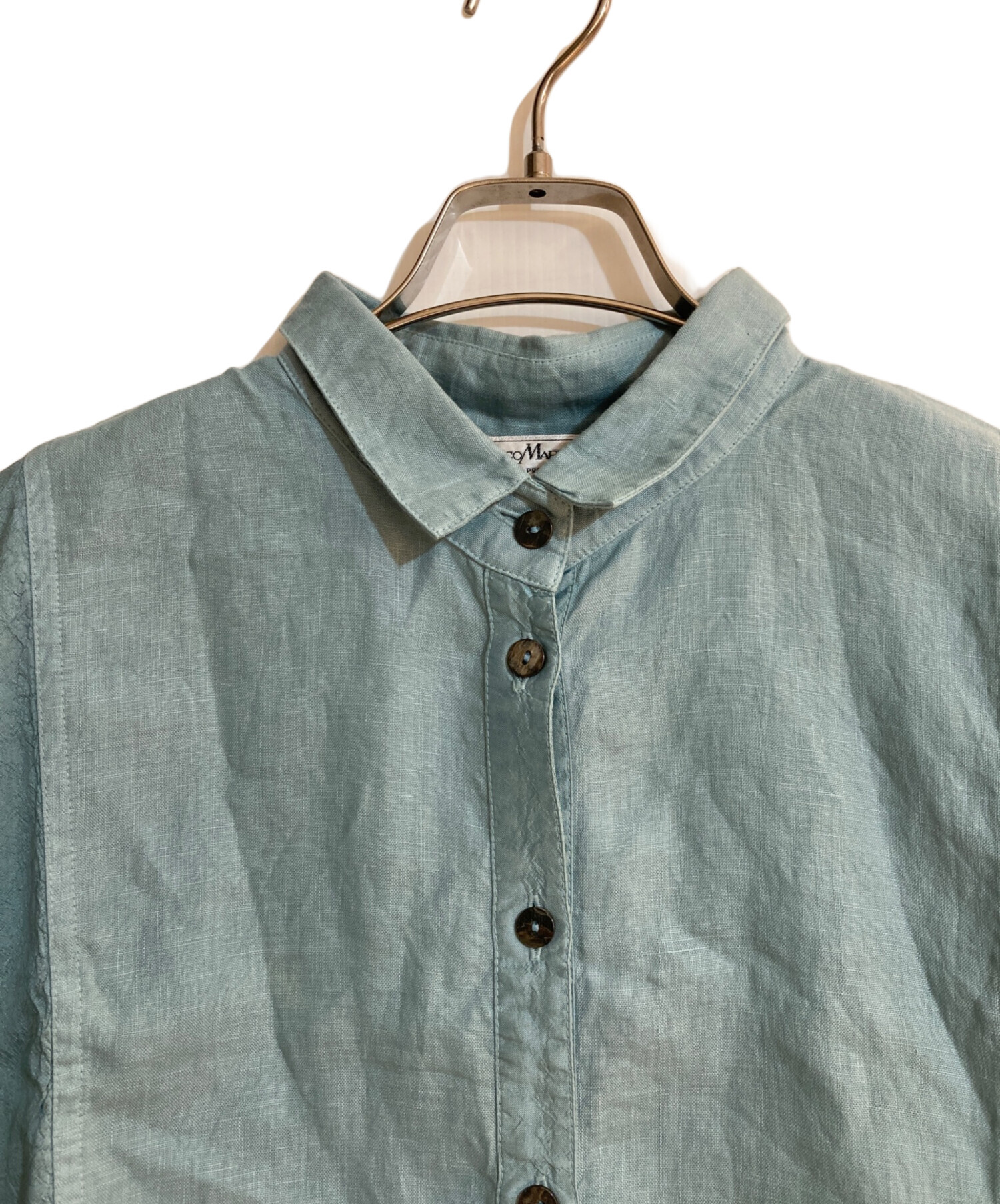 YACCO MARICARD シャツ Yacco Maricard Short A-Line Cotton Lawn Overshirt Petrol - Brenda