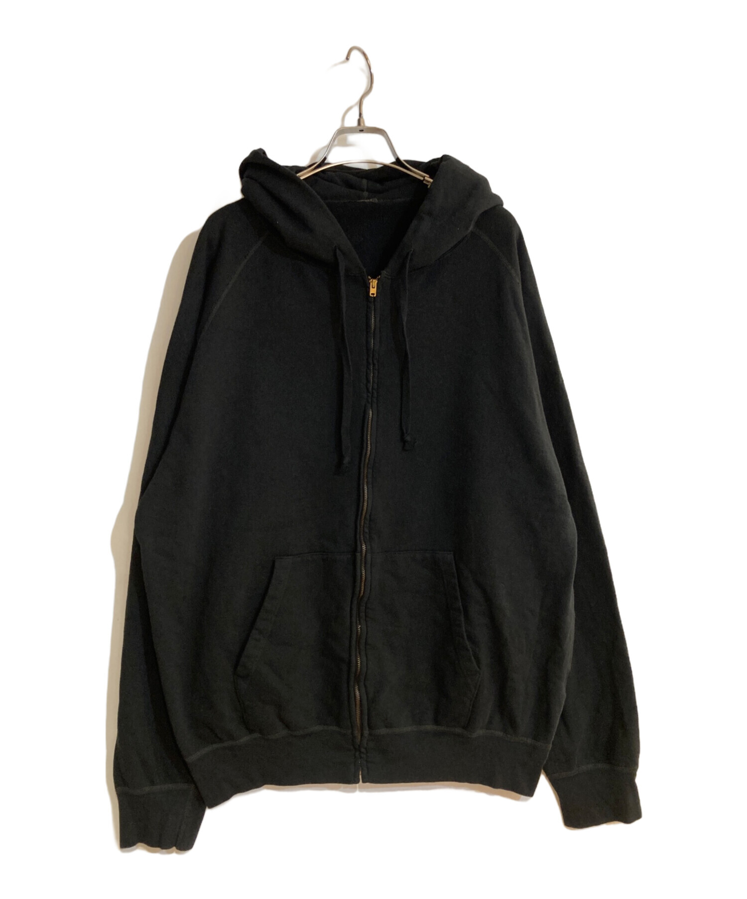 COMOLI 製品染 裏毛 ジップパーカ ブラック サイズ1 中古・古着通販】COMOLI (コモリ) 製品染 裏毛 ジップパーカ ブラック