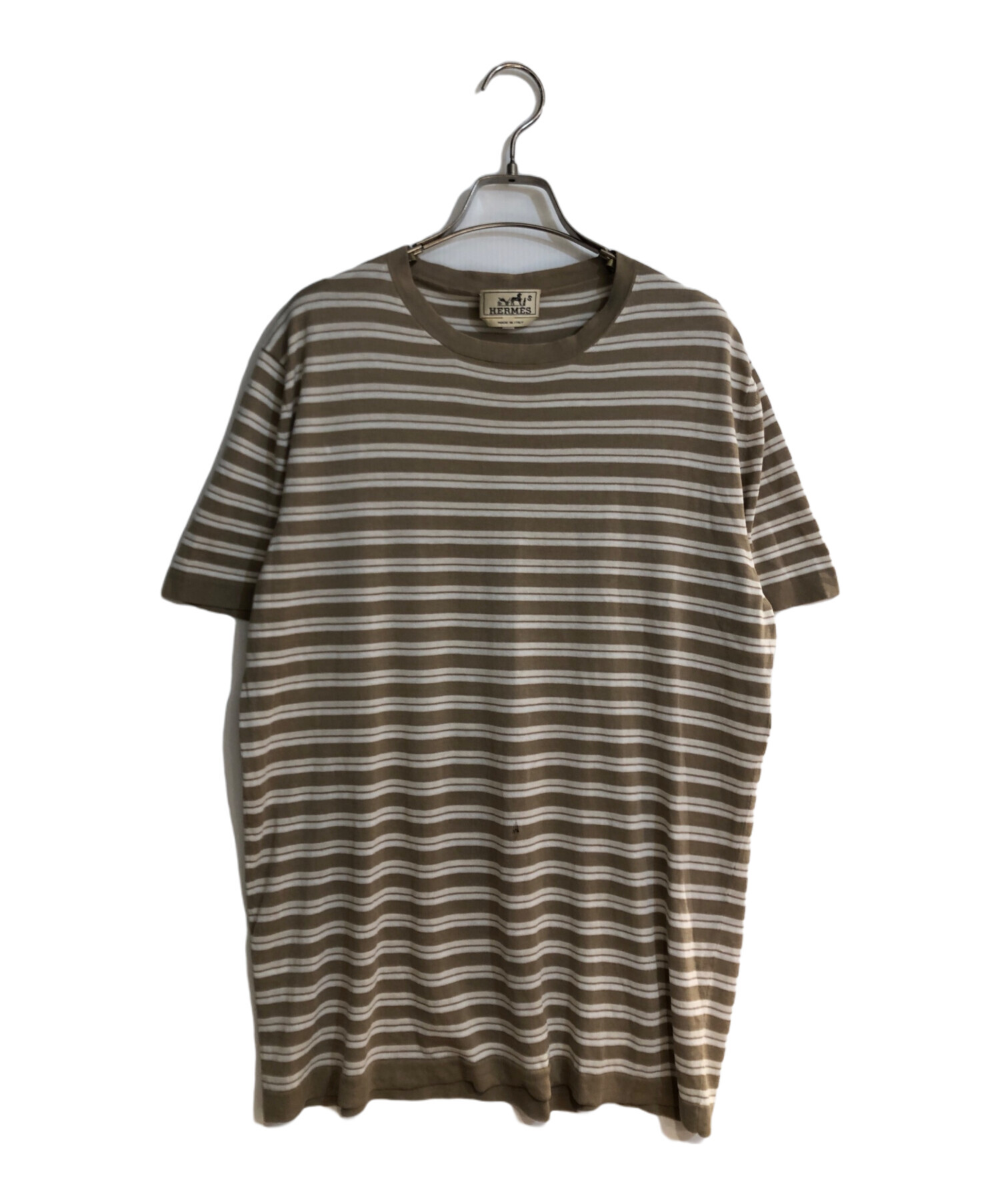 中古・古着通販】HERMES (エルメス) コットンボーダーTシャツ ブラウン