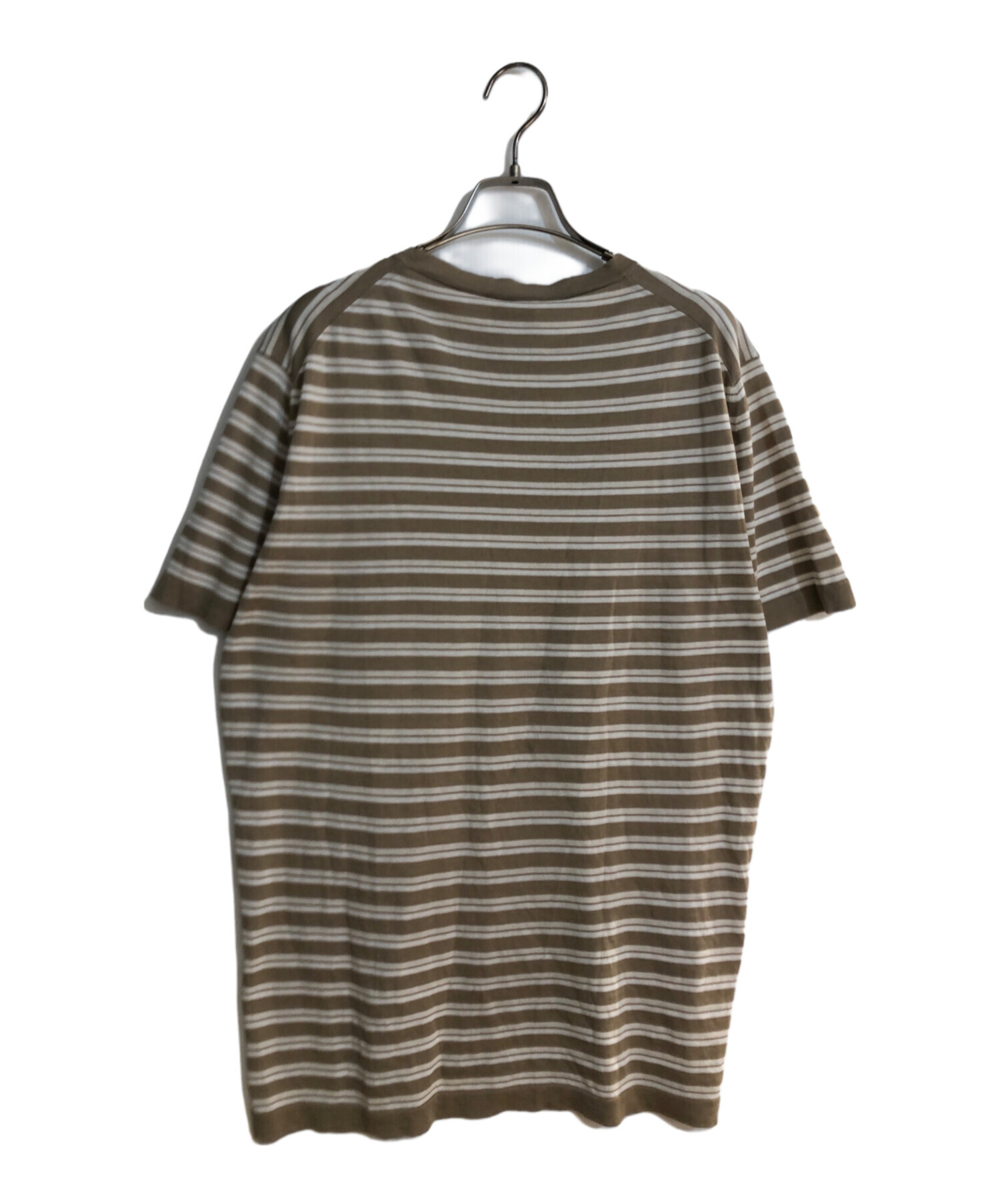 中古・古着通販】HERMES (エルメス) コットンボーダーTシャツ ブラウン